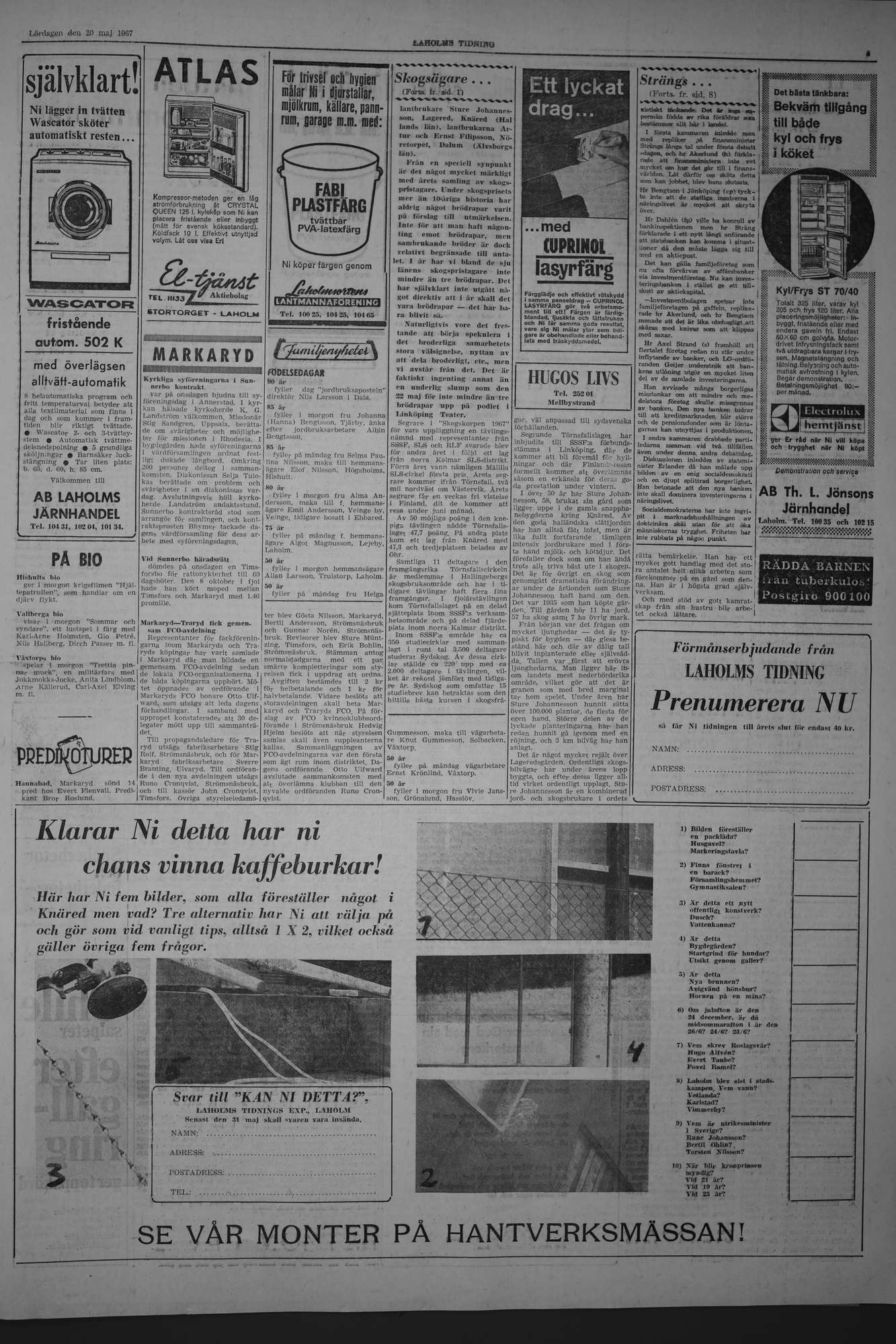 Laholms Tidning Lördag 20 maj 1967, sida 3