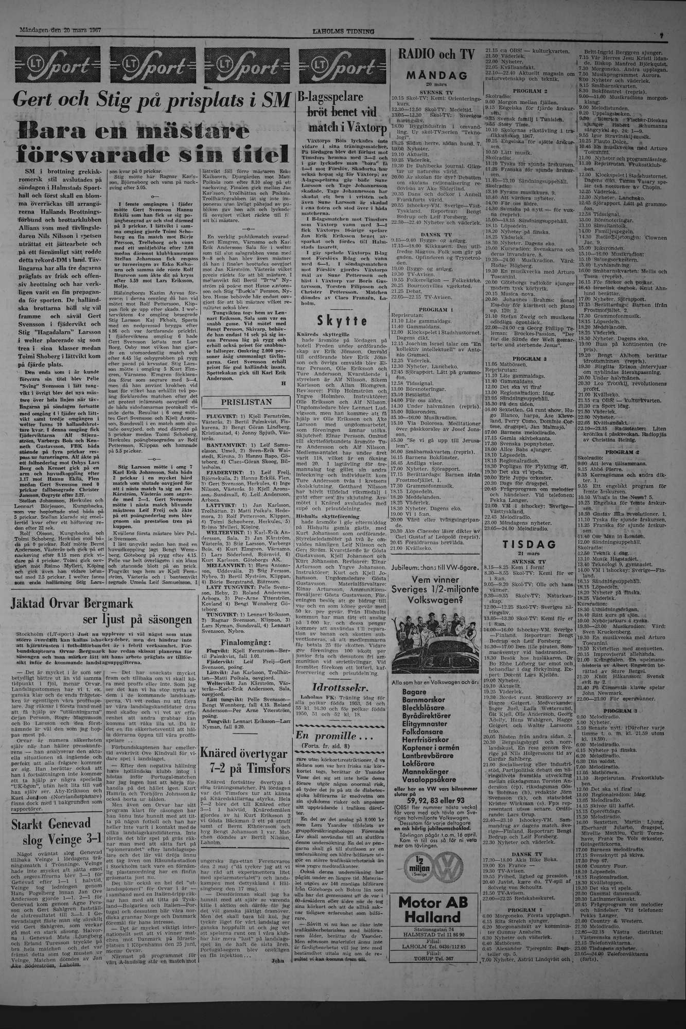 Laholms Tidning Måndag 20 mars 1967, sida 7