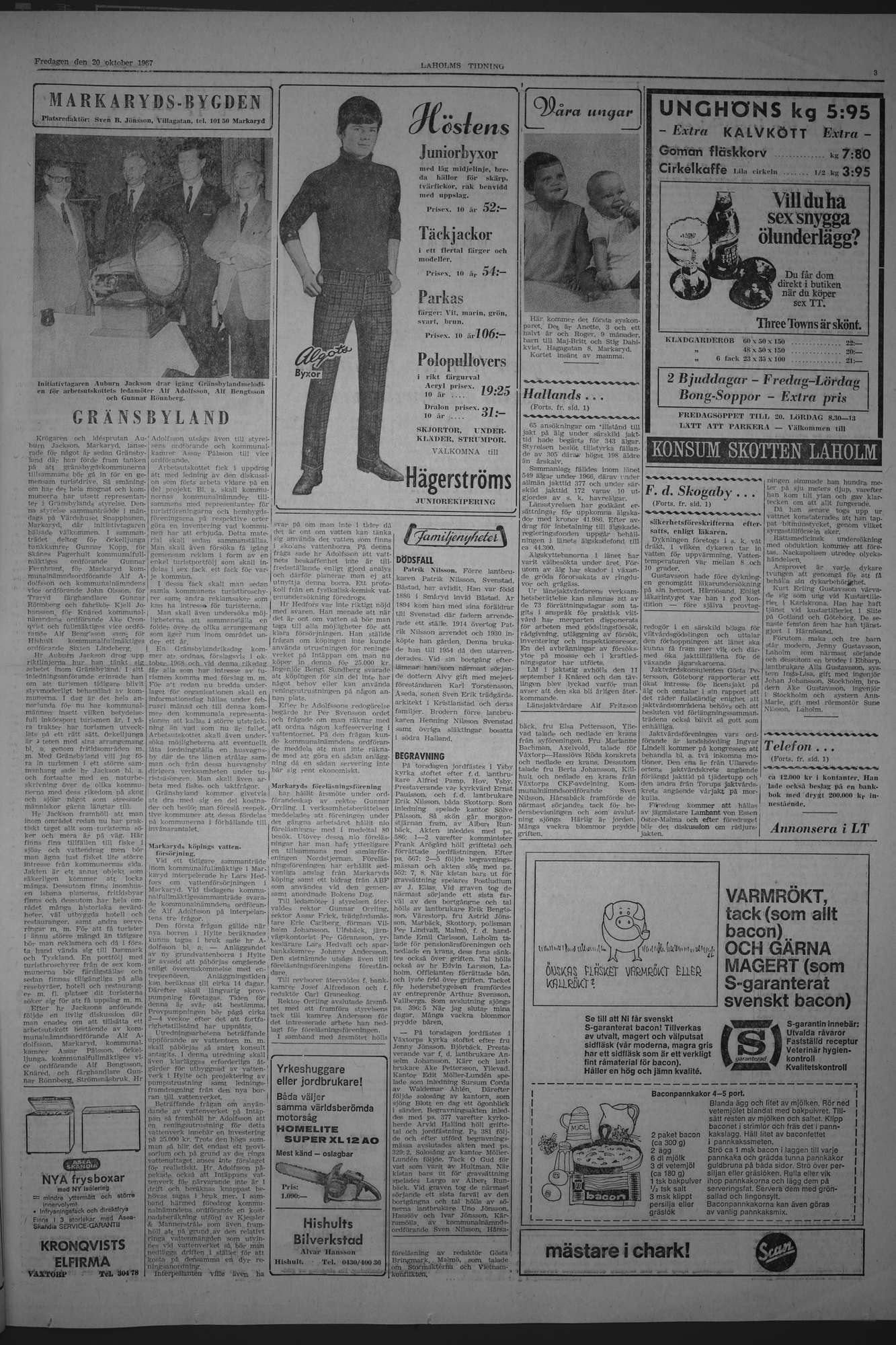Laholms Tidning Fredag 20 oktober 1967, sida 3