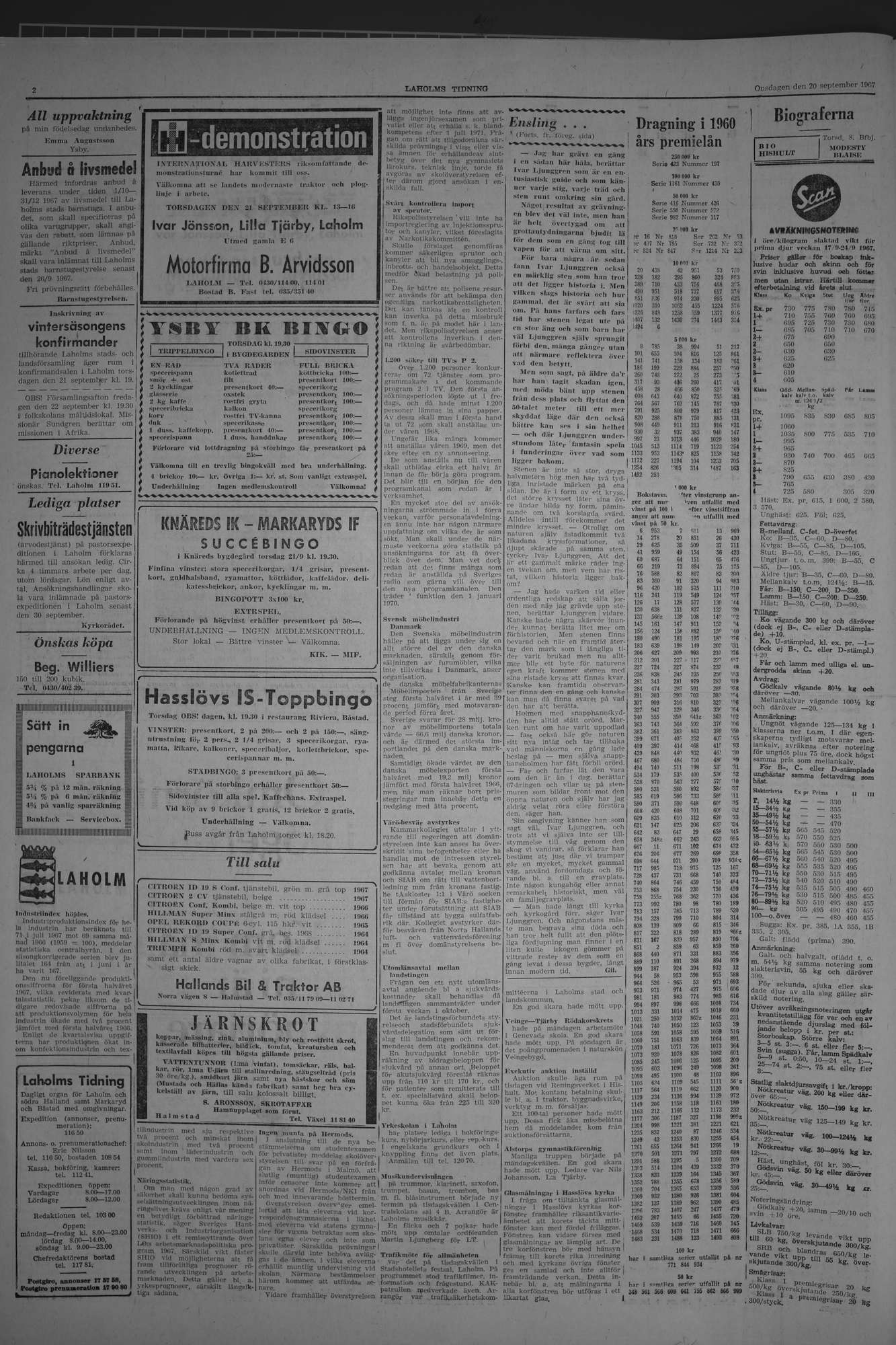 Laholms Tidning Onsdag 20 september 1967, sida 2