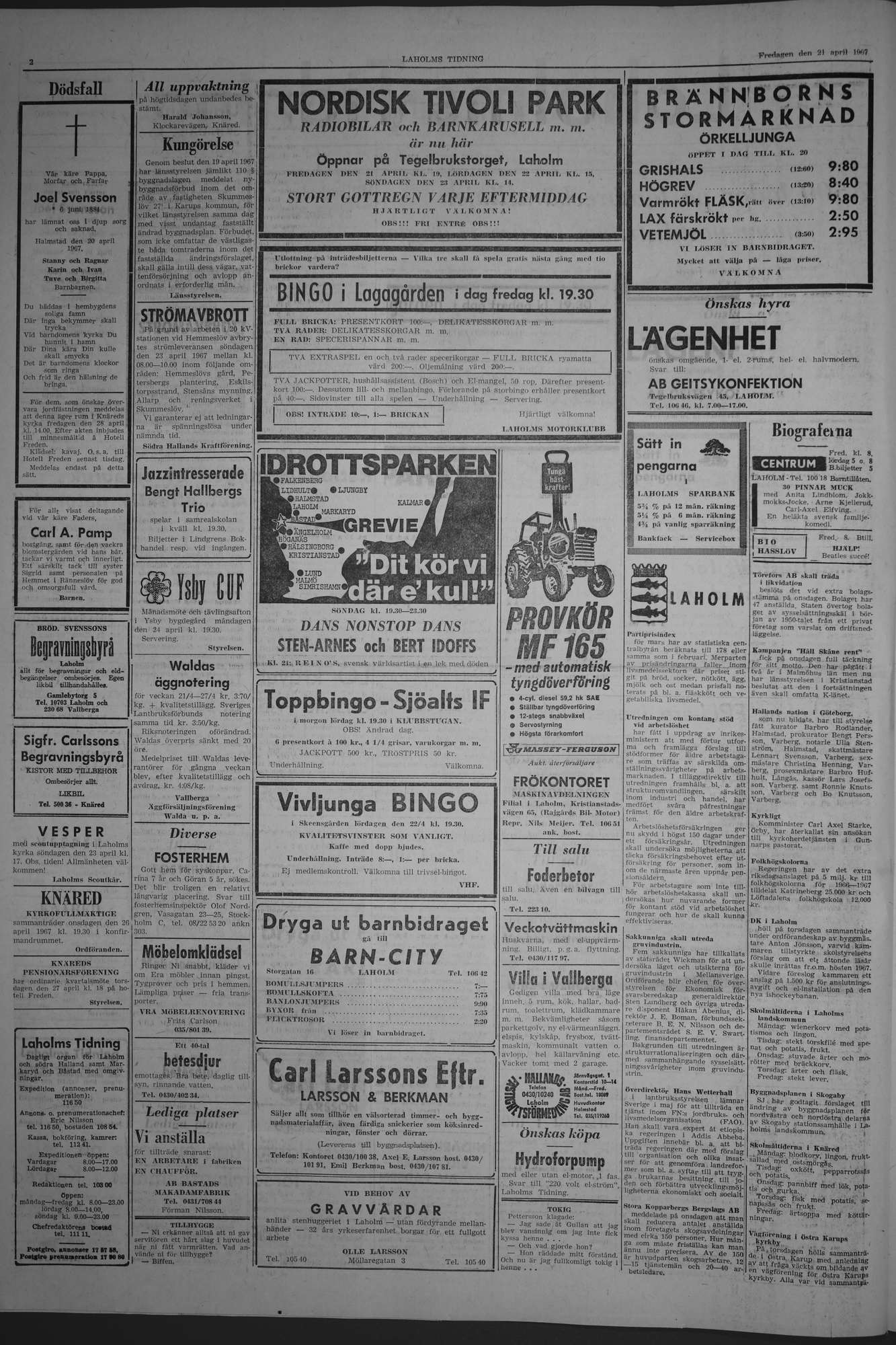 Laholms Tidning Fredag 21 april 1967, sida 2