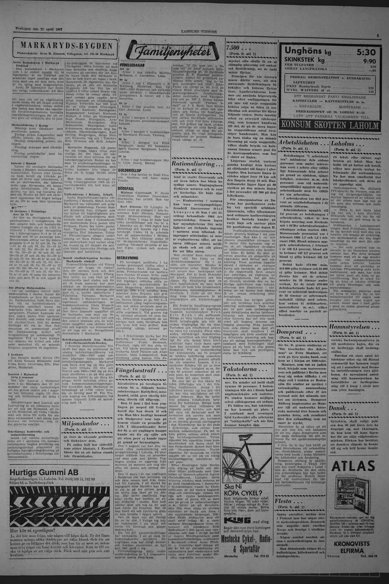Laholms Tidning Fredag 21 april 1967, sida 3