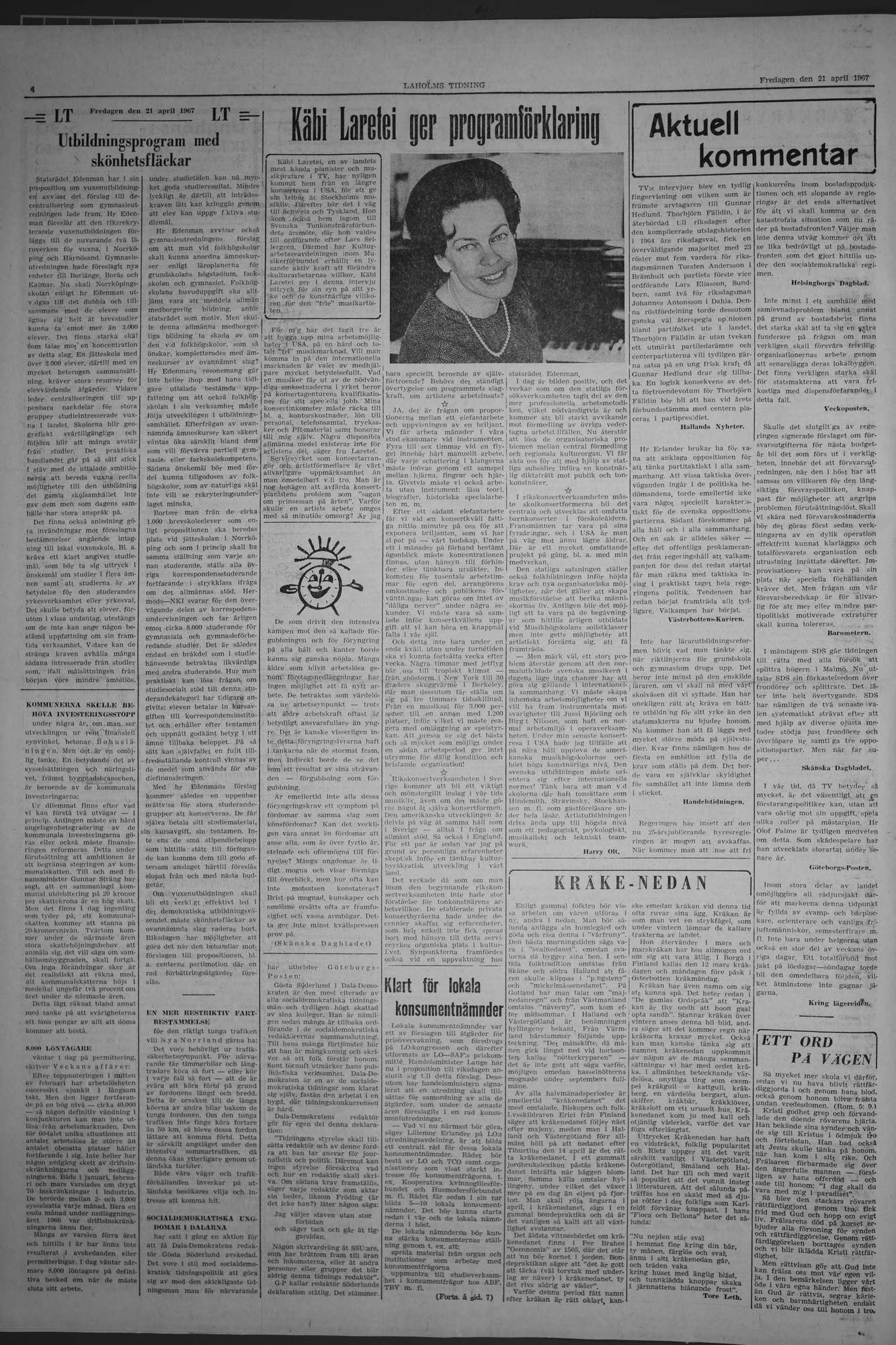 Laholms Tidning Fredag 21 april 1967, sida 4