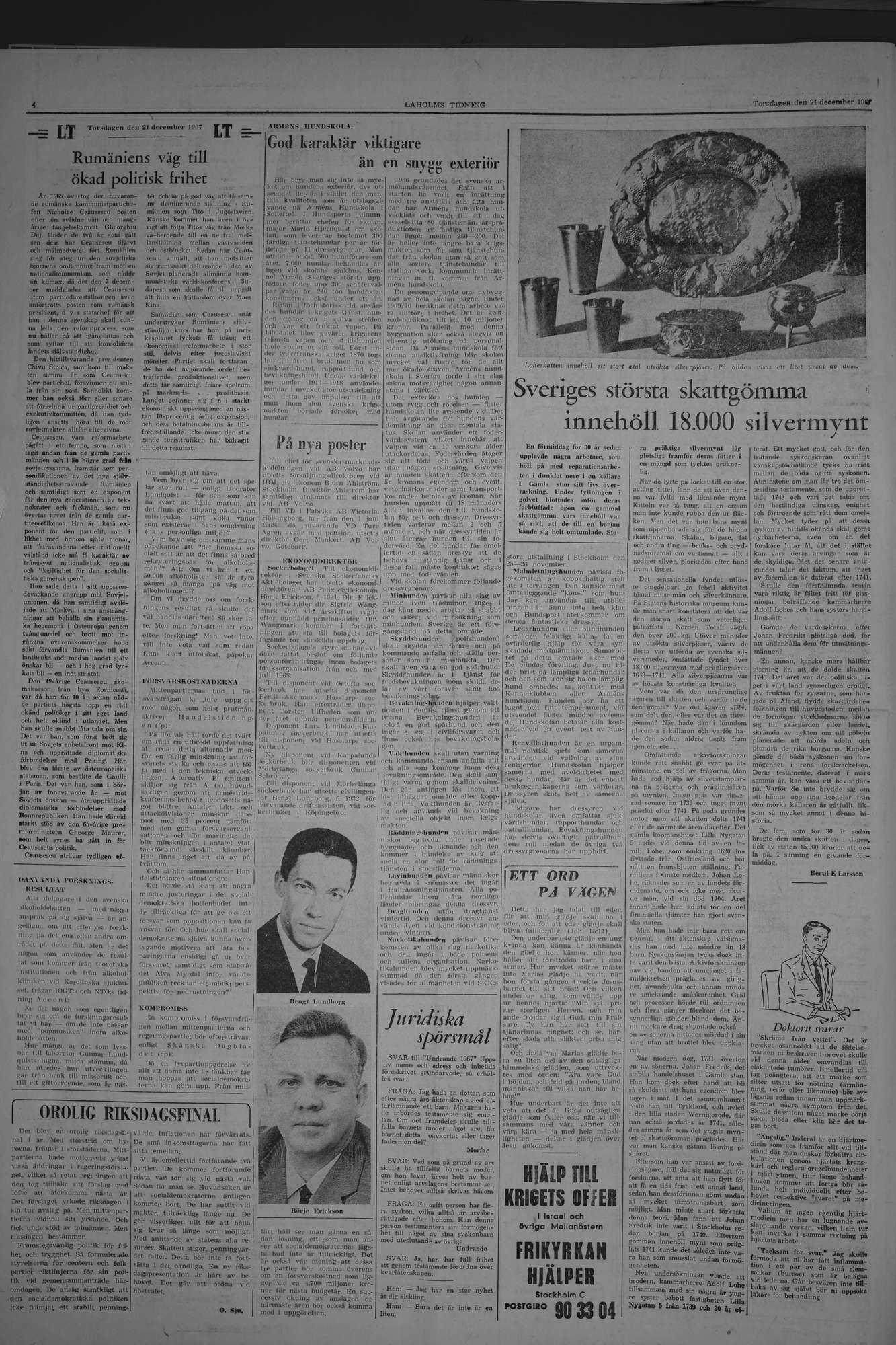 Laholms Tidning Torsdag 21 december 1967, sida 4