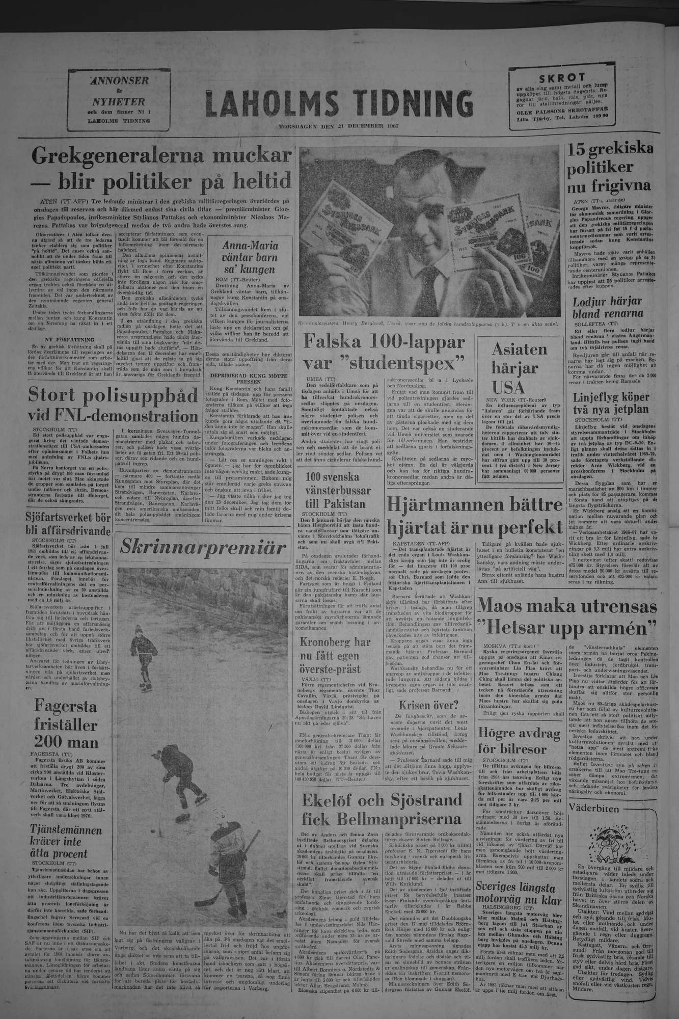 Laholms Tidning Torsdag 21 december 1967, sida 8