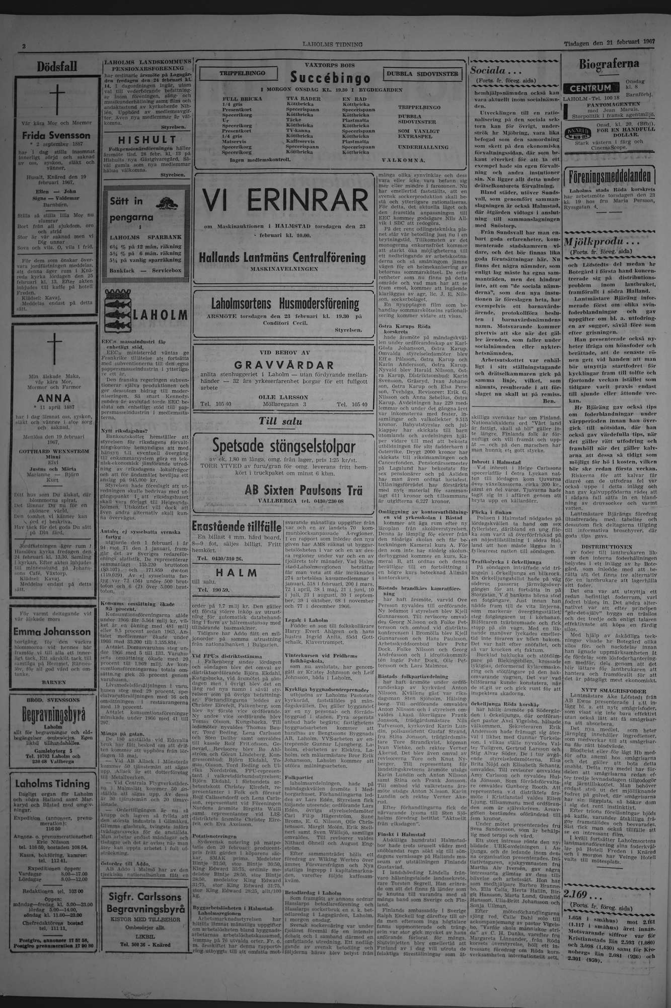 Laholms Tidning Tisdag 21 februari 1967, sida 2