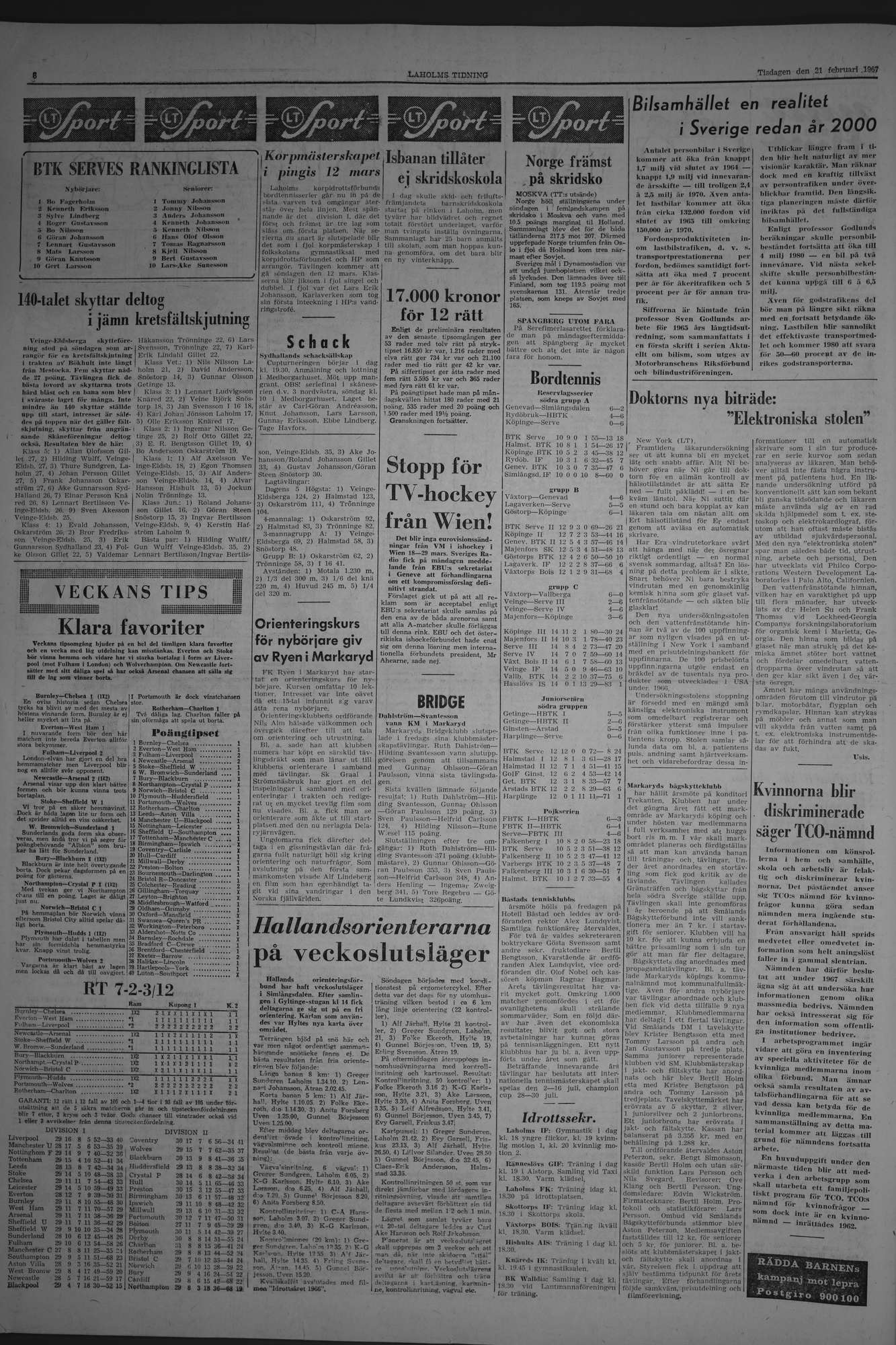 Laholms Tidning Tisdag 21 februari 1967, sida 6