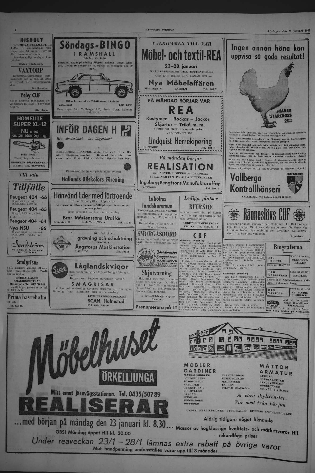 Laholms Tidning Lördag 21 januari 1967, sida 2