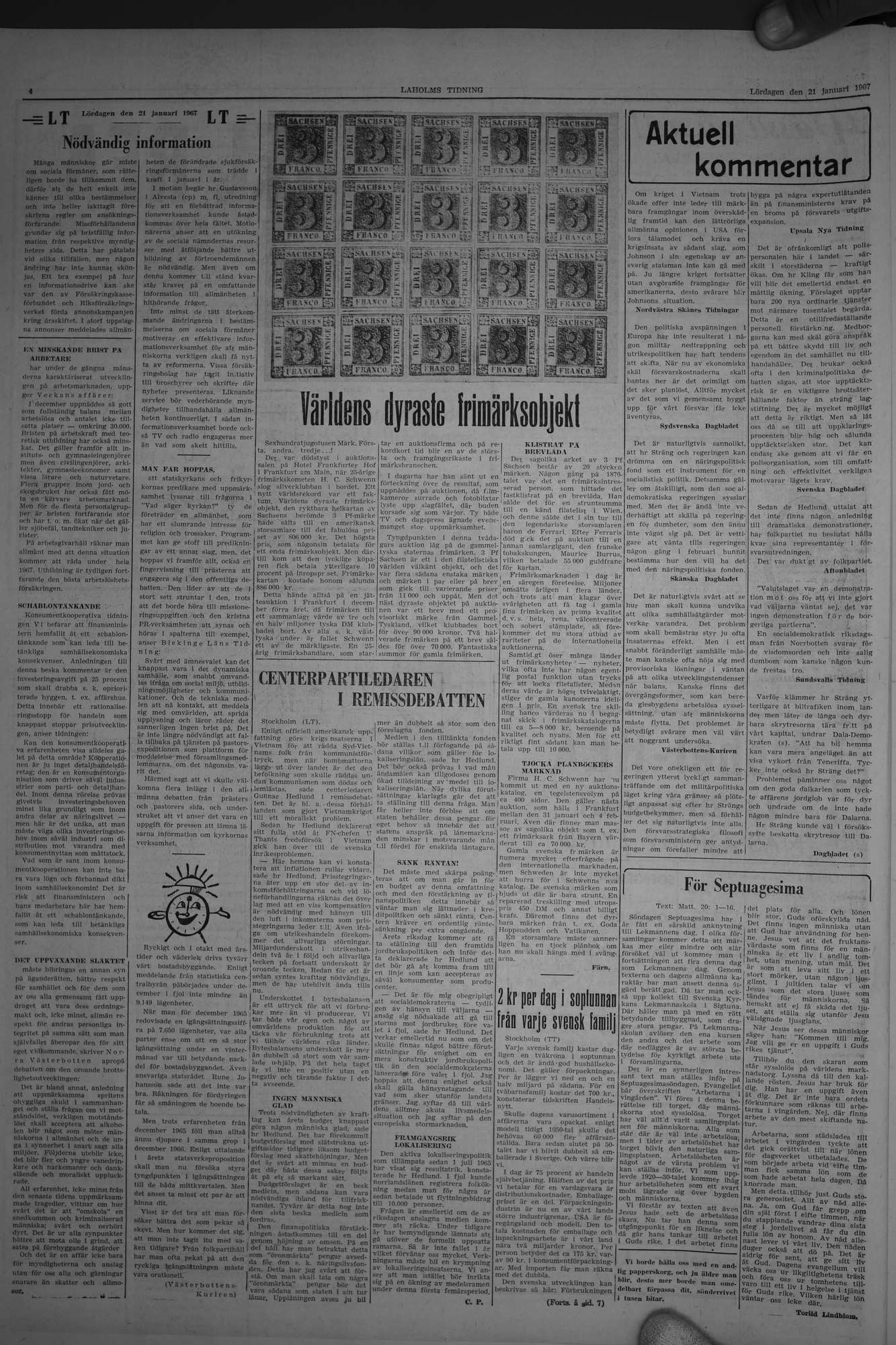 Laholms Tidning Lördag 21 januari 1967, sida 4