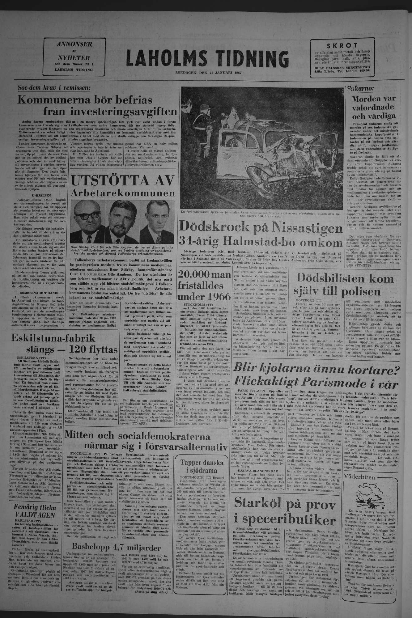 Laholms Tidning Lördag 21 januari 1967, sida 8