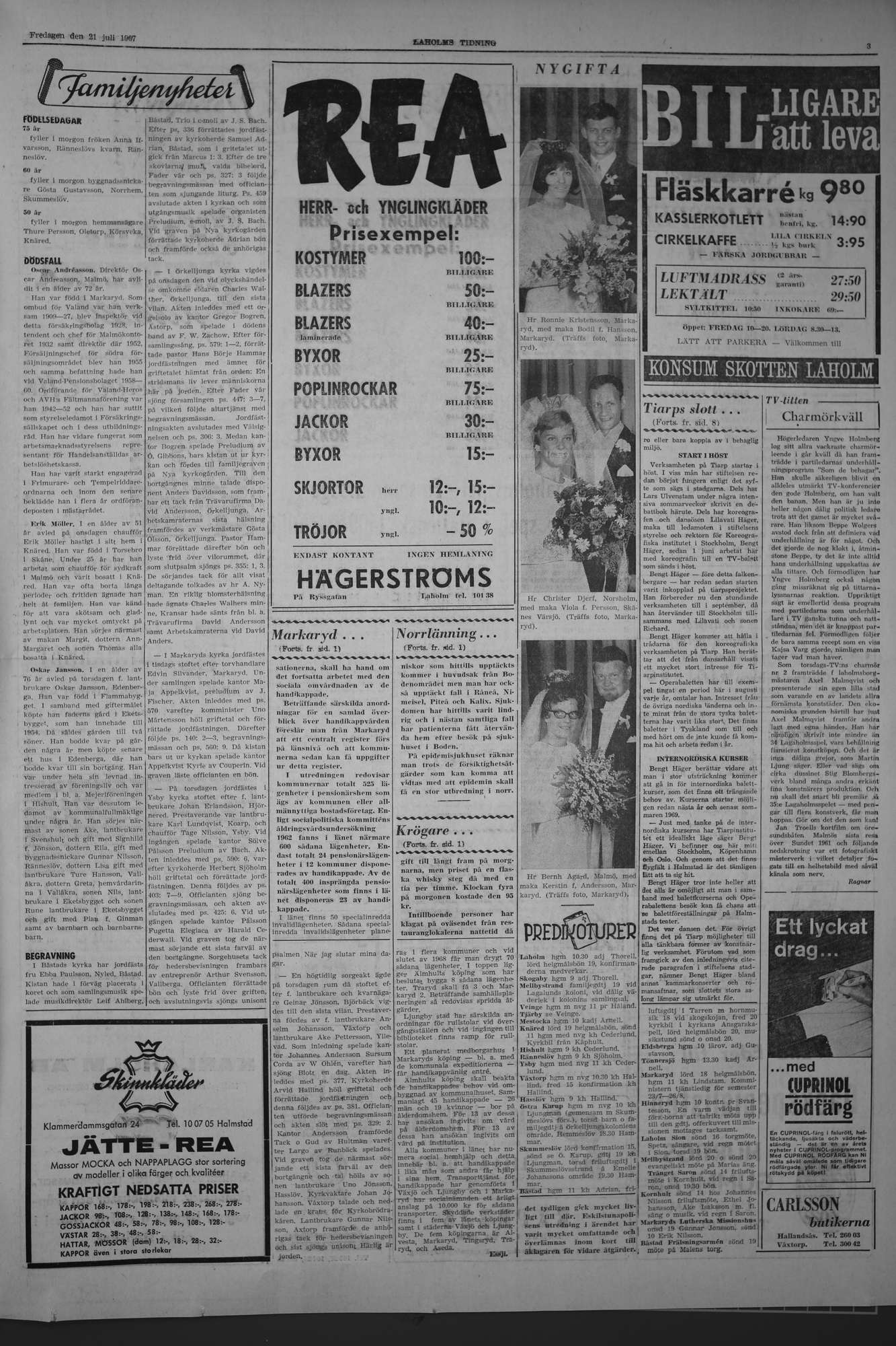 Laholms Tidning Fredag 21 juli 1967, sida 3