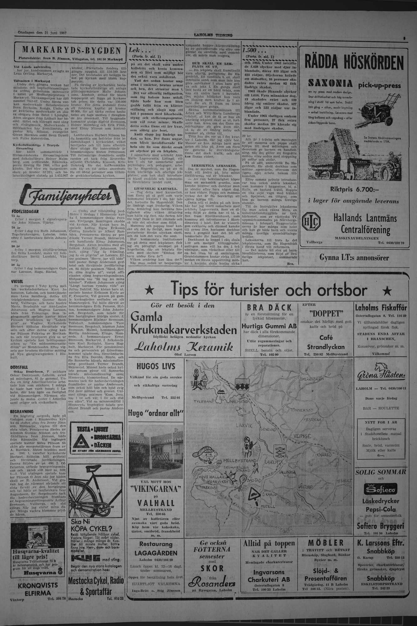 Laholms Tidning Onsdag 21 juni 1967, sida 3