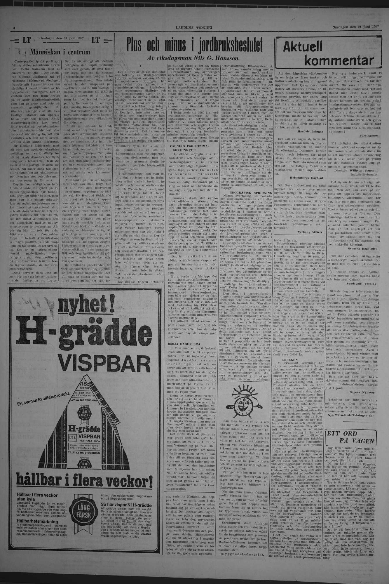 Laholms Tidning Onsdag 21 juni 1967, sida 4