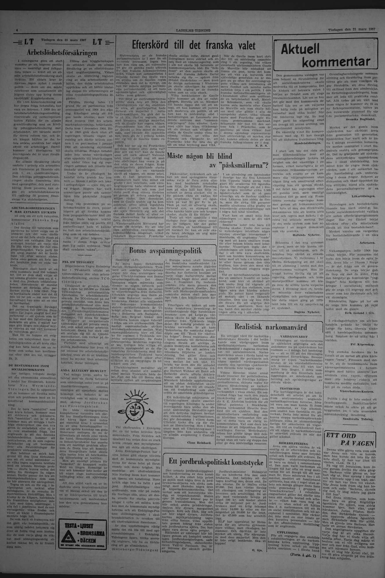 Laholms Tidning Tisdag 21 mars 1967, sida 4