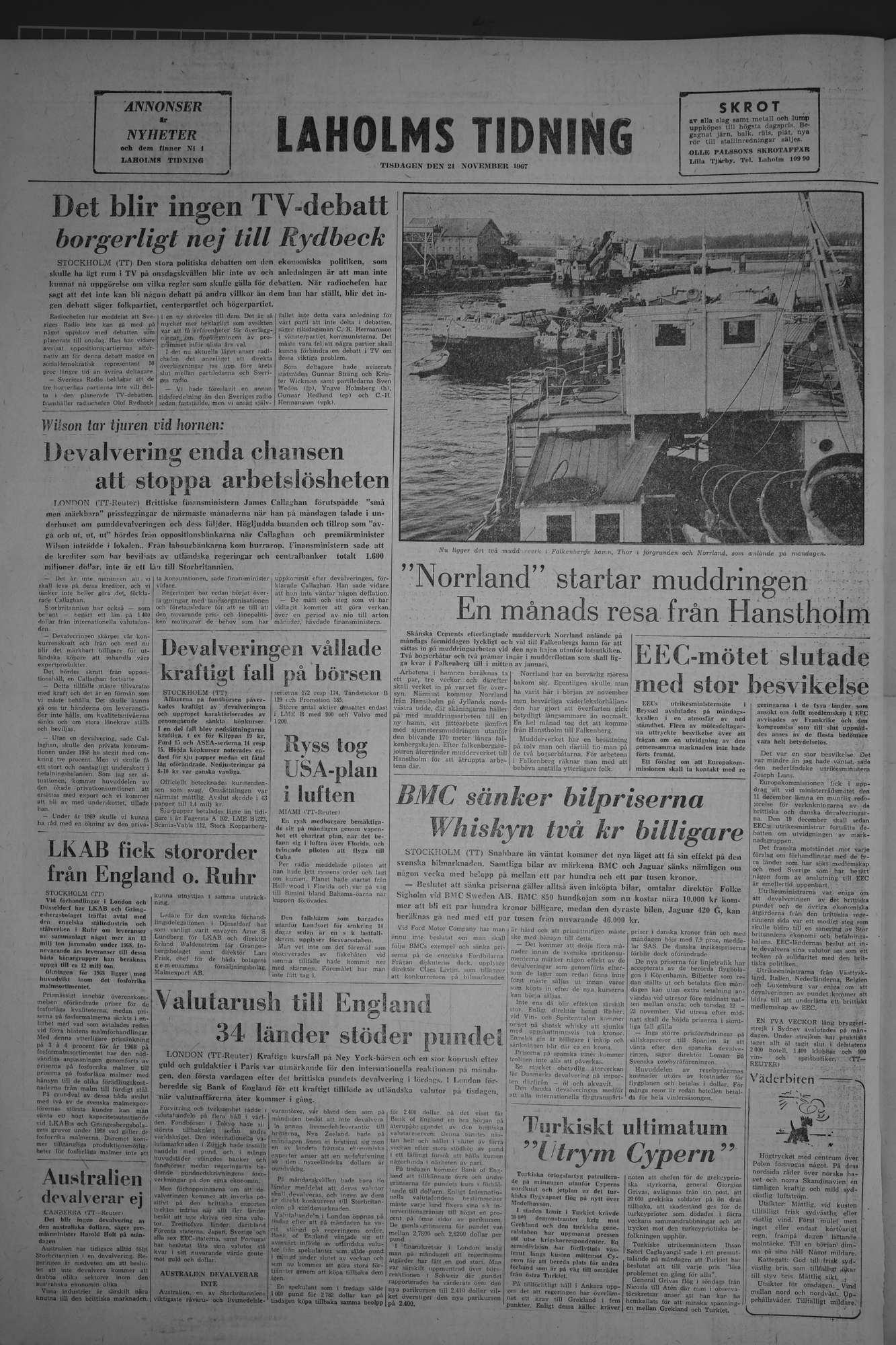 Laholms Tidning Tisdag 21 november 1967, sida 8