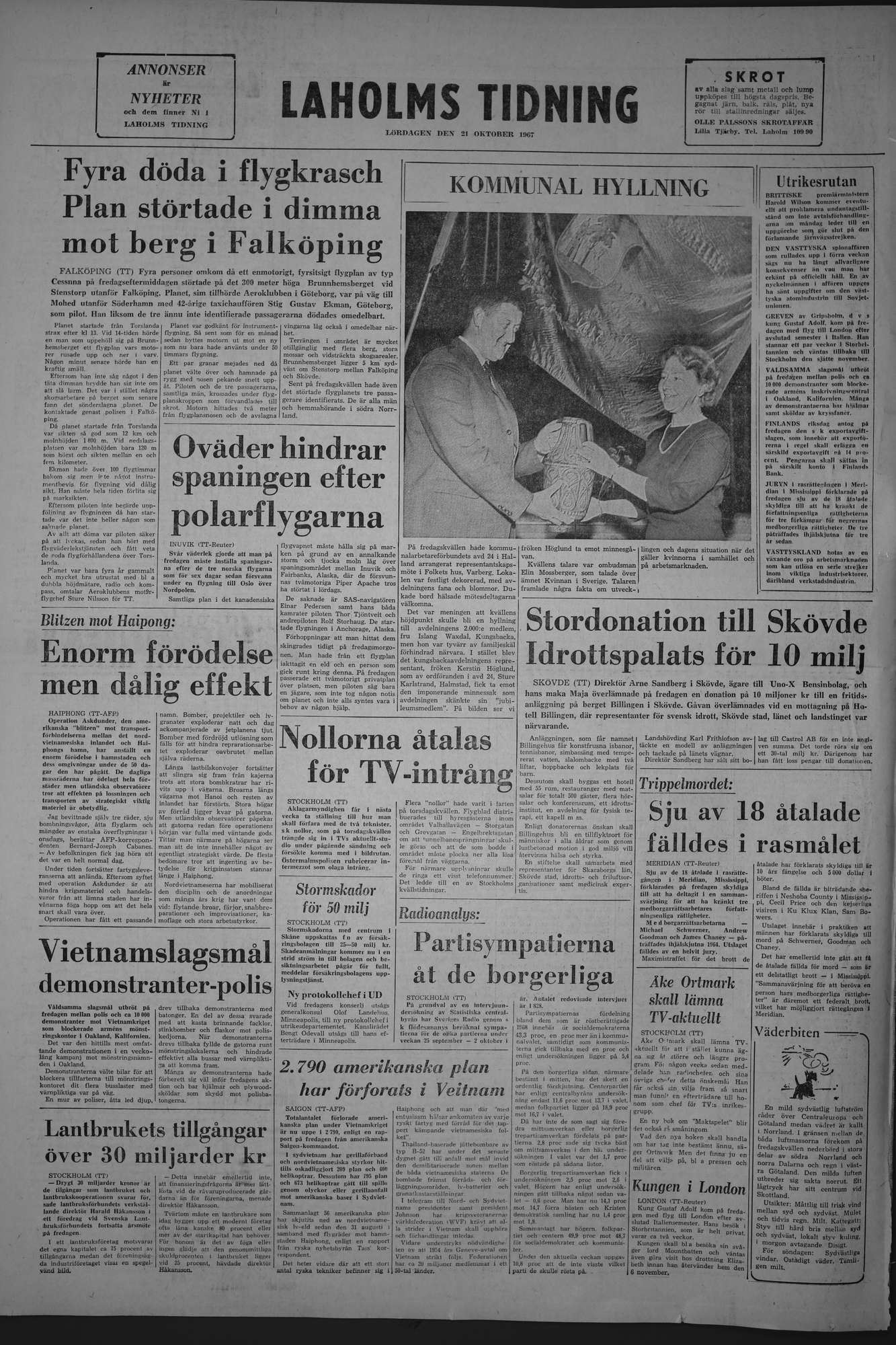 Laholms Tidning Lördag 21 oktober 1967, sida 8