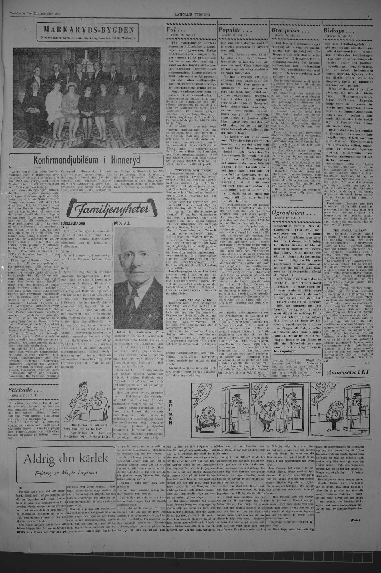 Laholms Tidning Torsdag 21 september 1967, sida 7