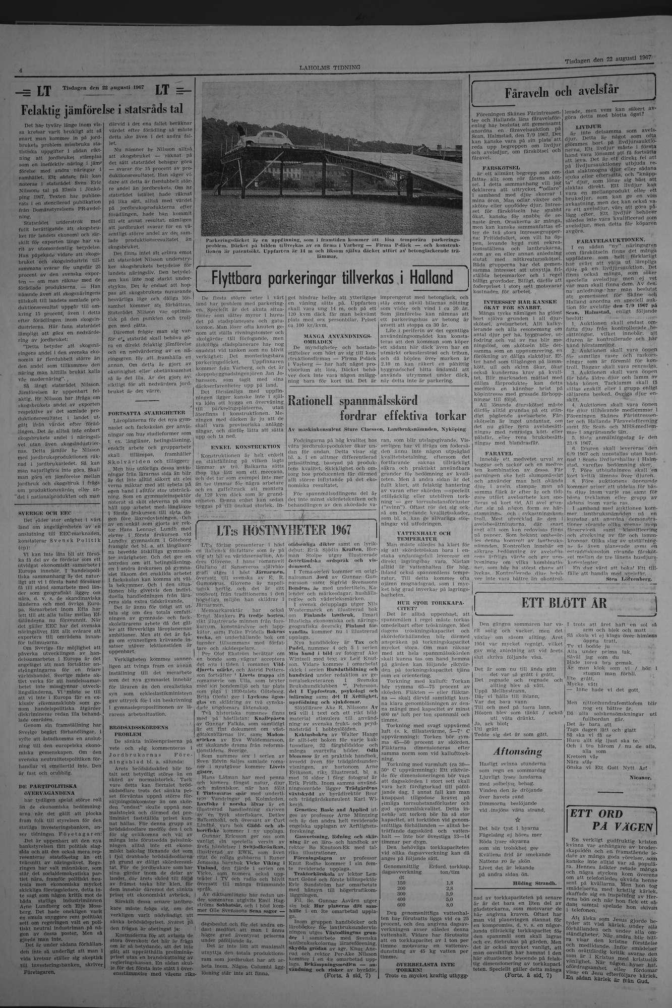 Laholms Tidning Tisdag 22 augusti 1967, sida 4
