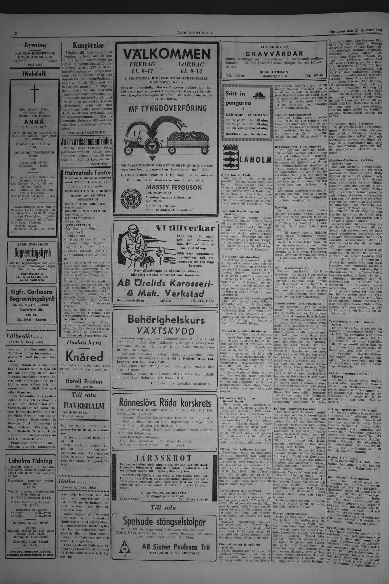 Laholms Tidning Onsdag 22 februari 1967, sida 2