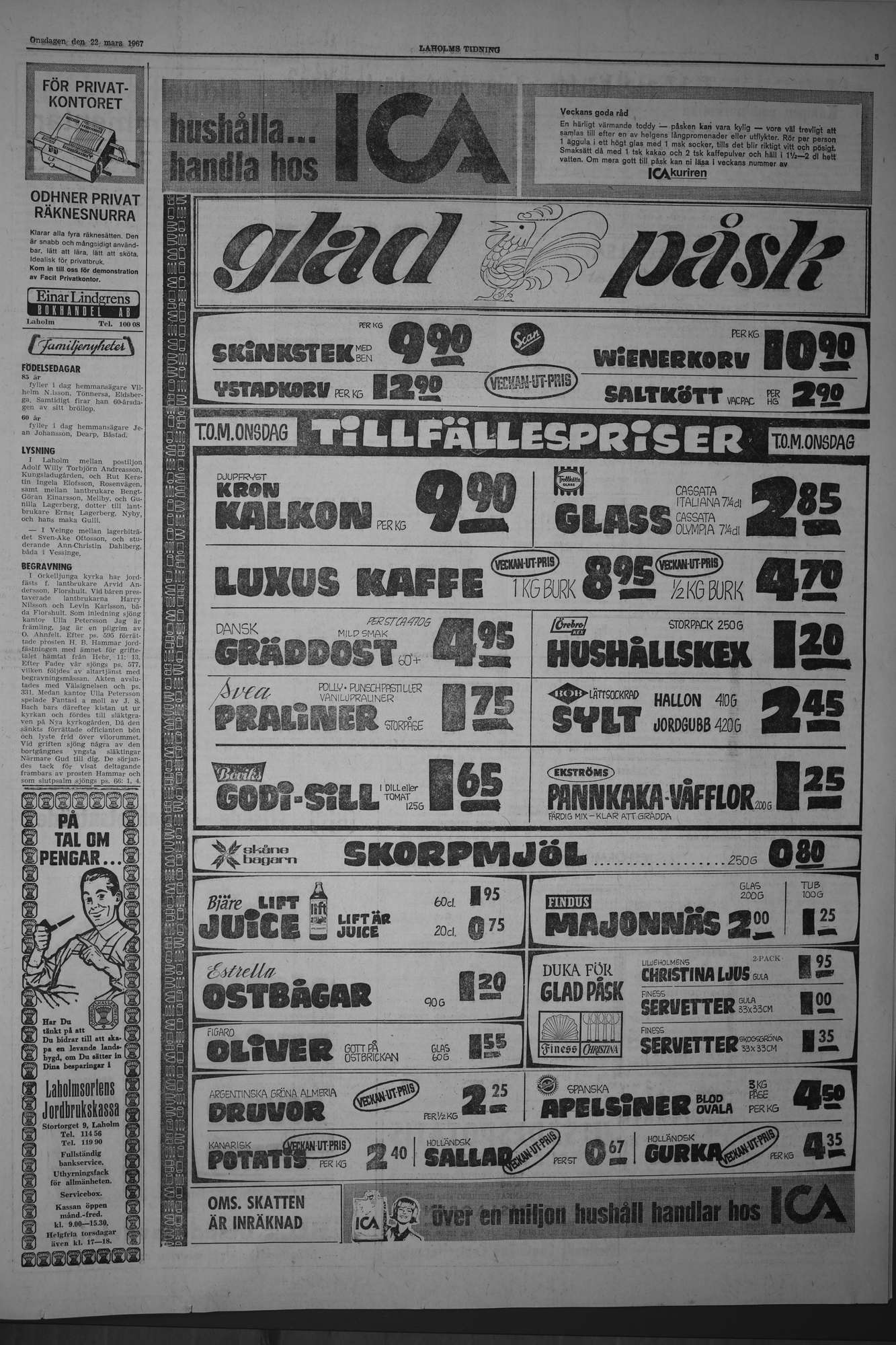 Laholms Tidning Onsdag 22 mars 1967, sida 3