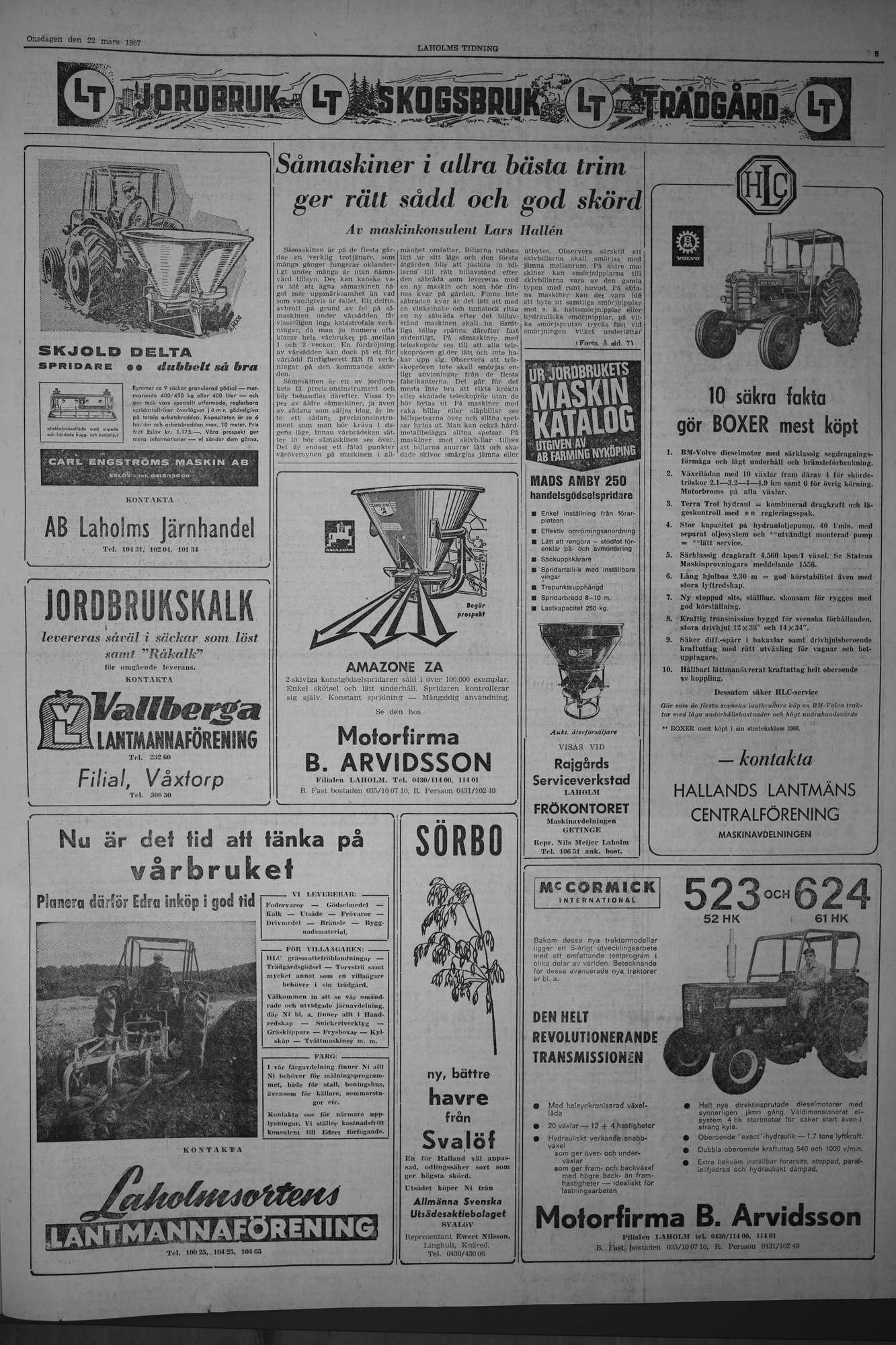Laholms Tidning Onsdag 22 mars 1967, sida 5
