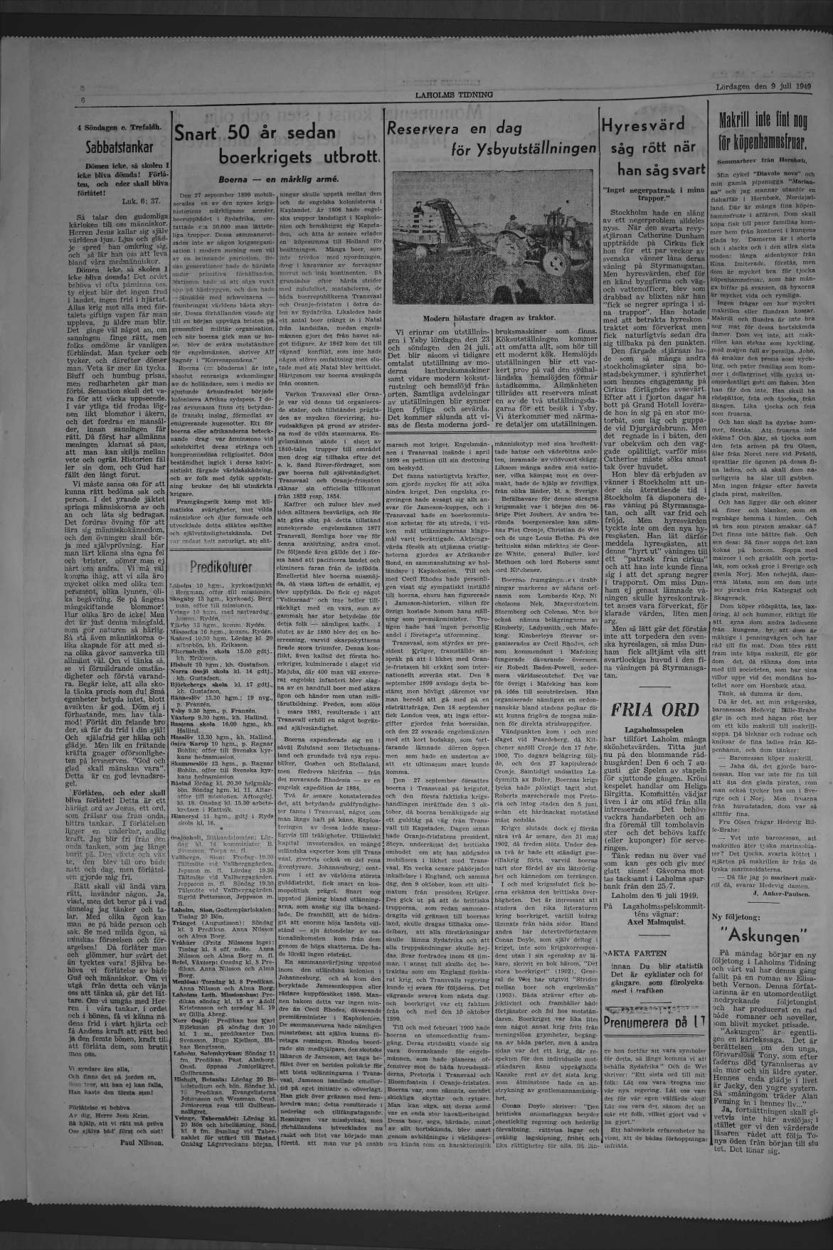 Laholms Tidning Lördag 9 juli 1949, sida 6