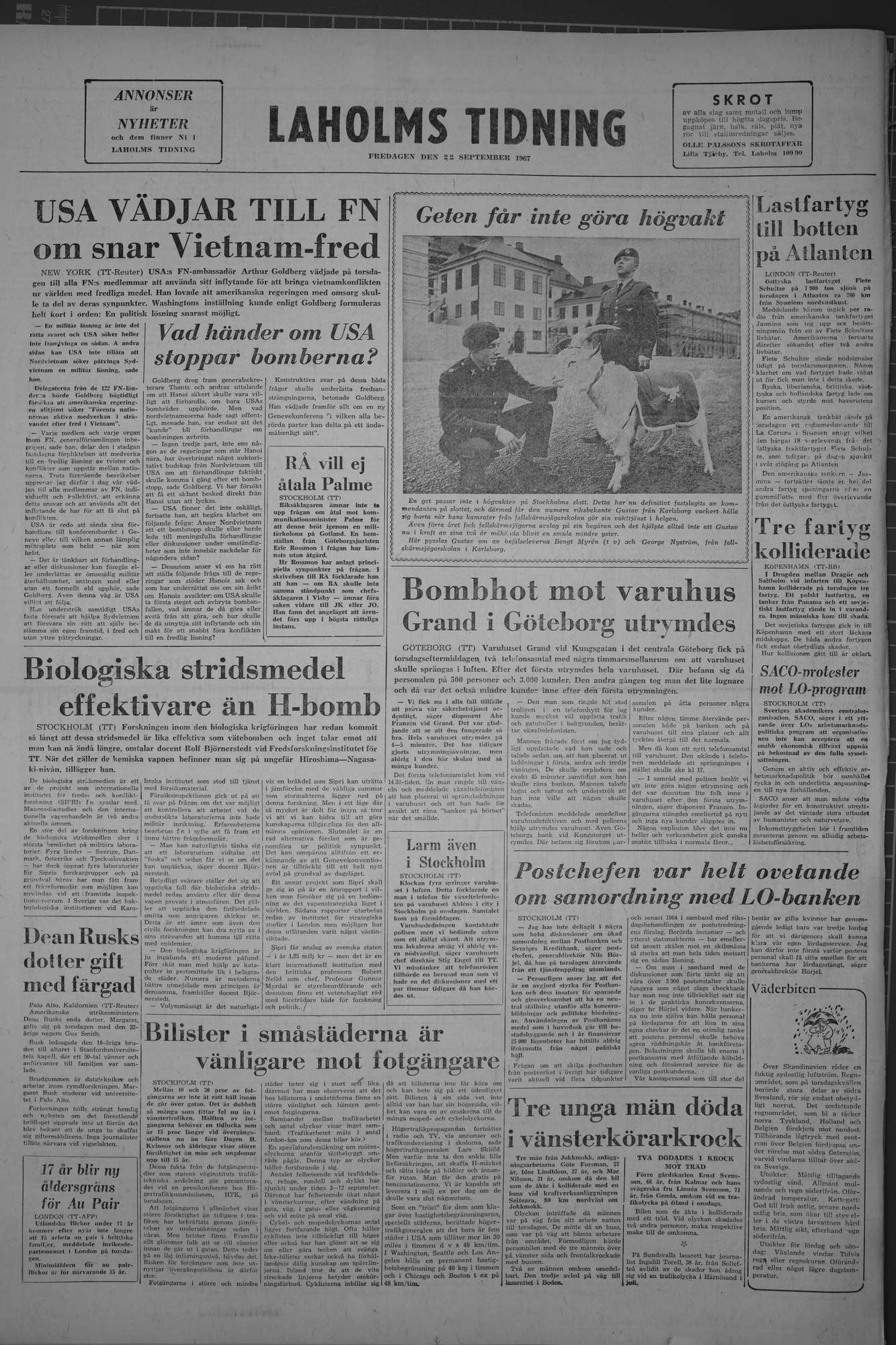 Laholms Tidning Fredag 22 september 1967, sida 8