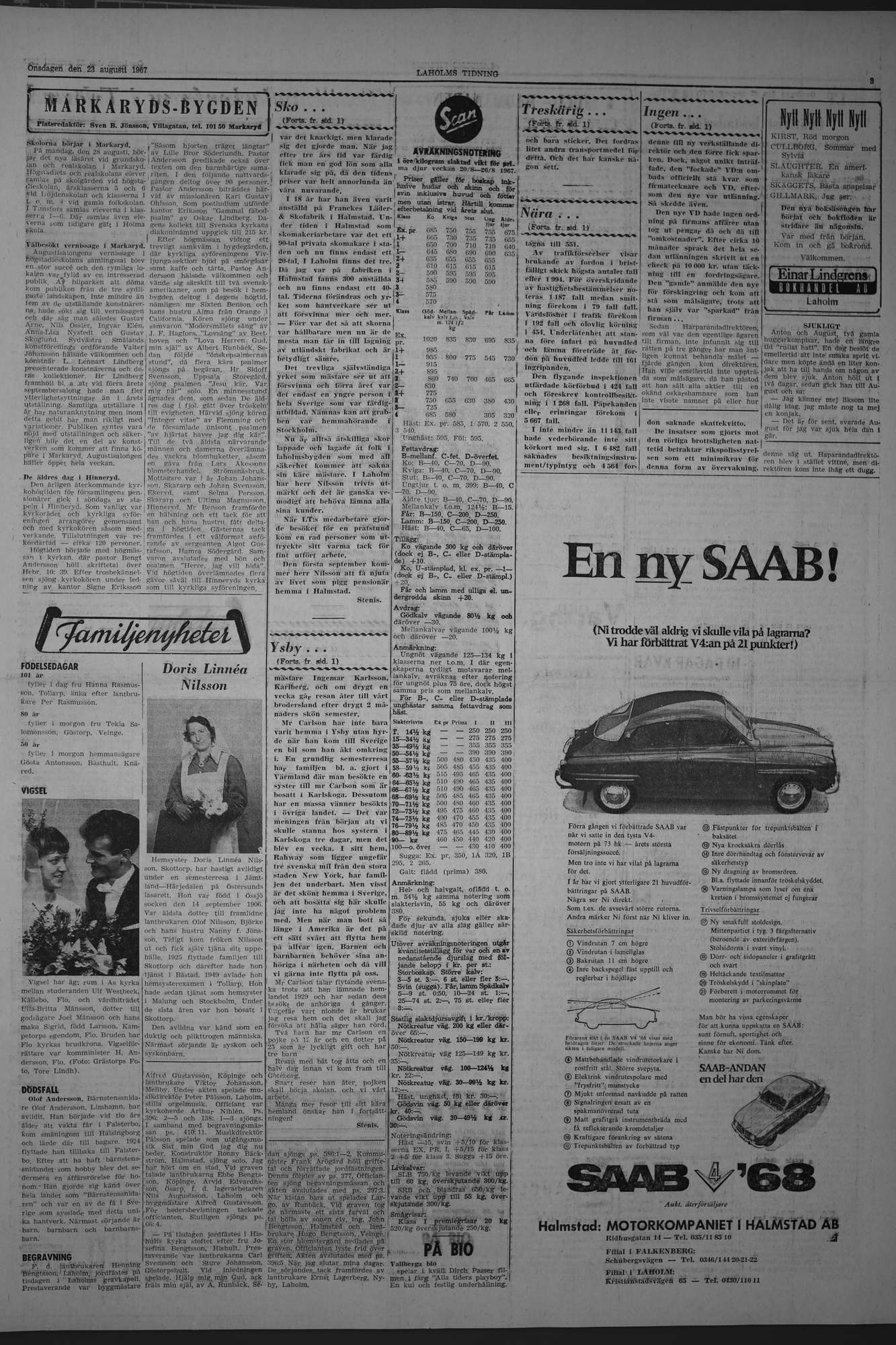 Laholms Tidning Onsdag 23 augusti 1967, sida 3