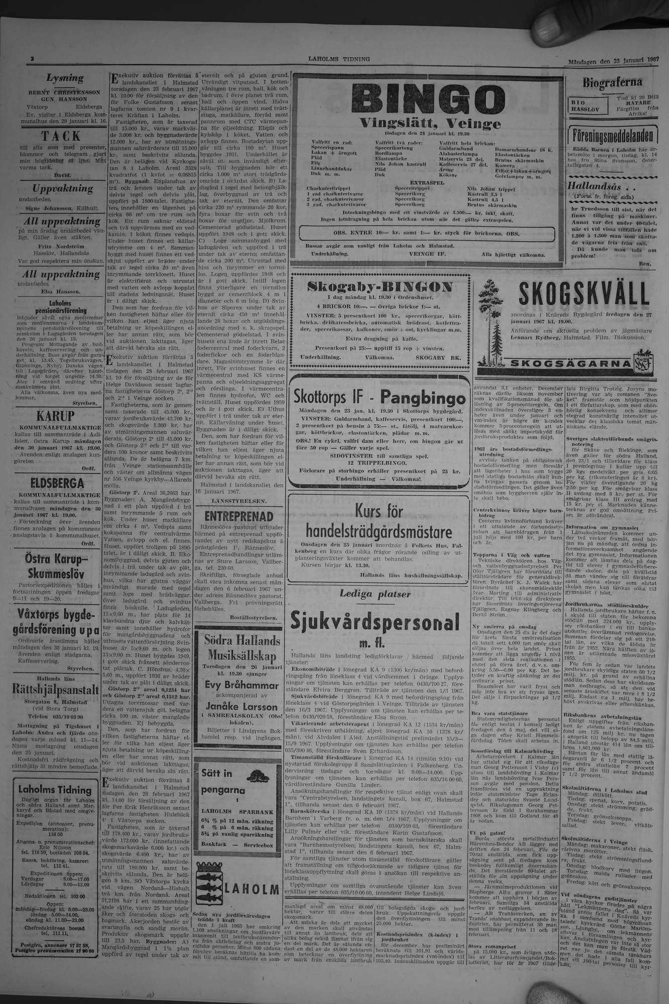 Laholms Tidning Måndag 23 januari 1967, sida 2