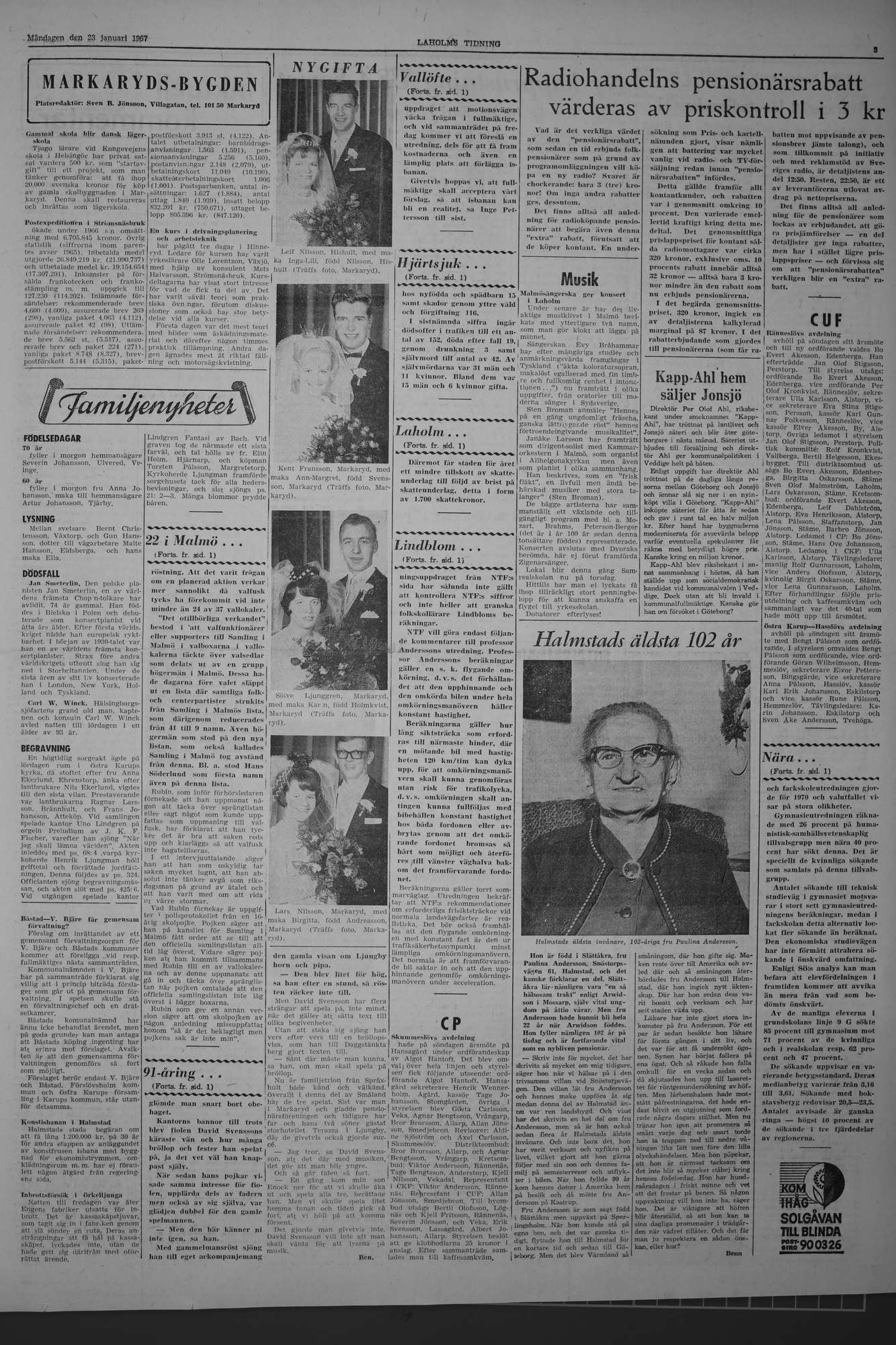 Laholms Tidning Måndag 23 januari 1967, sida 3