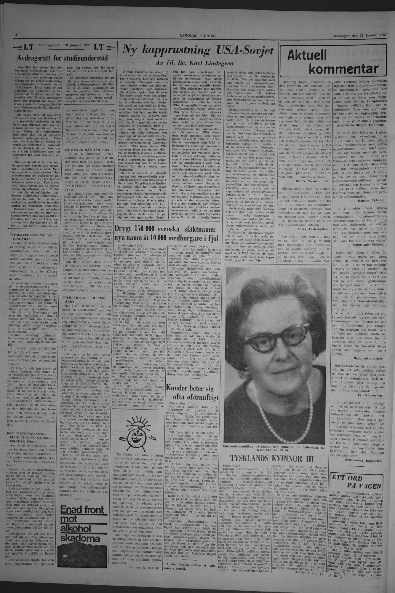 Laholms Tidning Måndag 23 januari 1967, sida 4