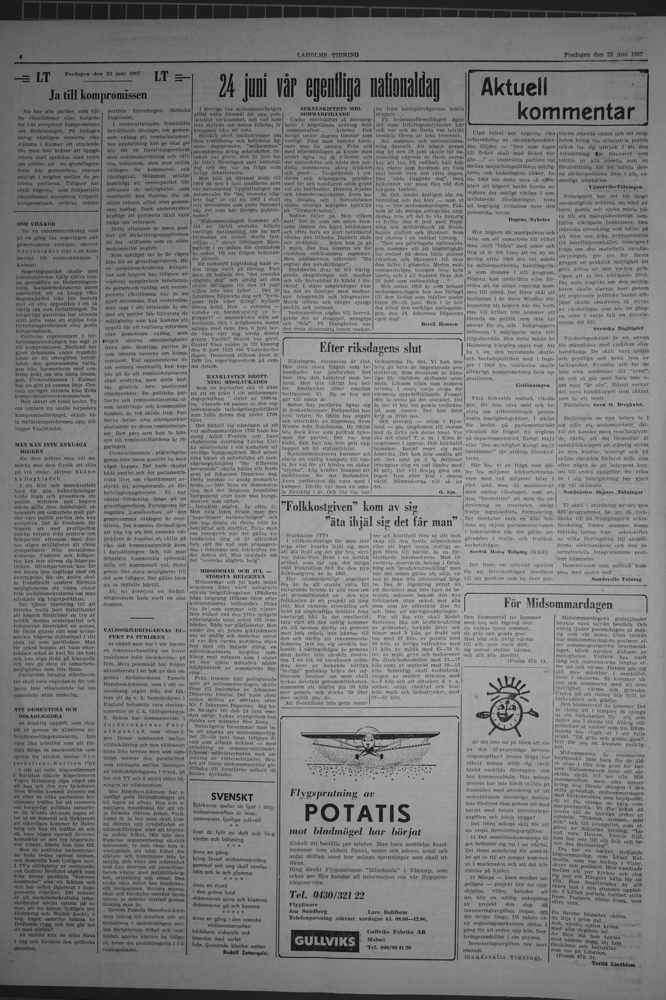 Laholms Tidning Fredag 23 juni 1967, sida 4