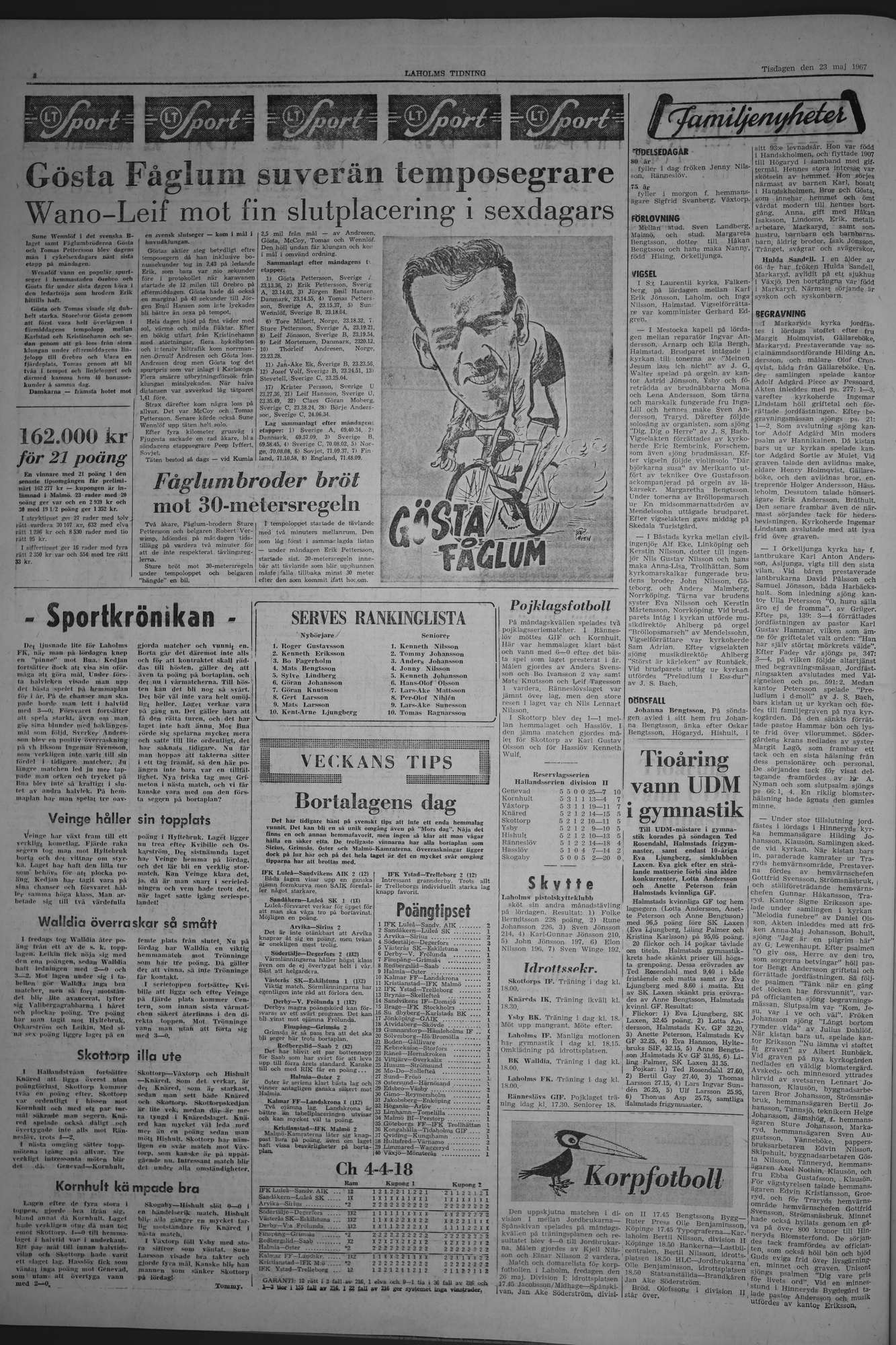 Laholms Tidning Tisdag 23 maj 1967, sida 6
