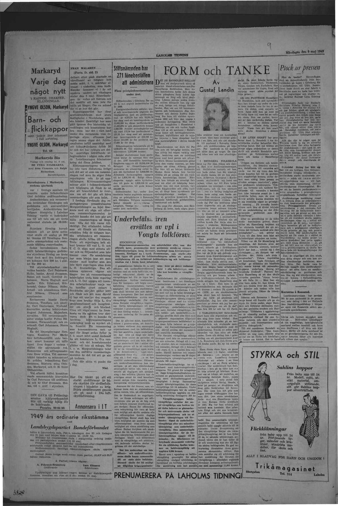 Laholms Tidning Måndag 9 maj 1949, sida 6