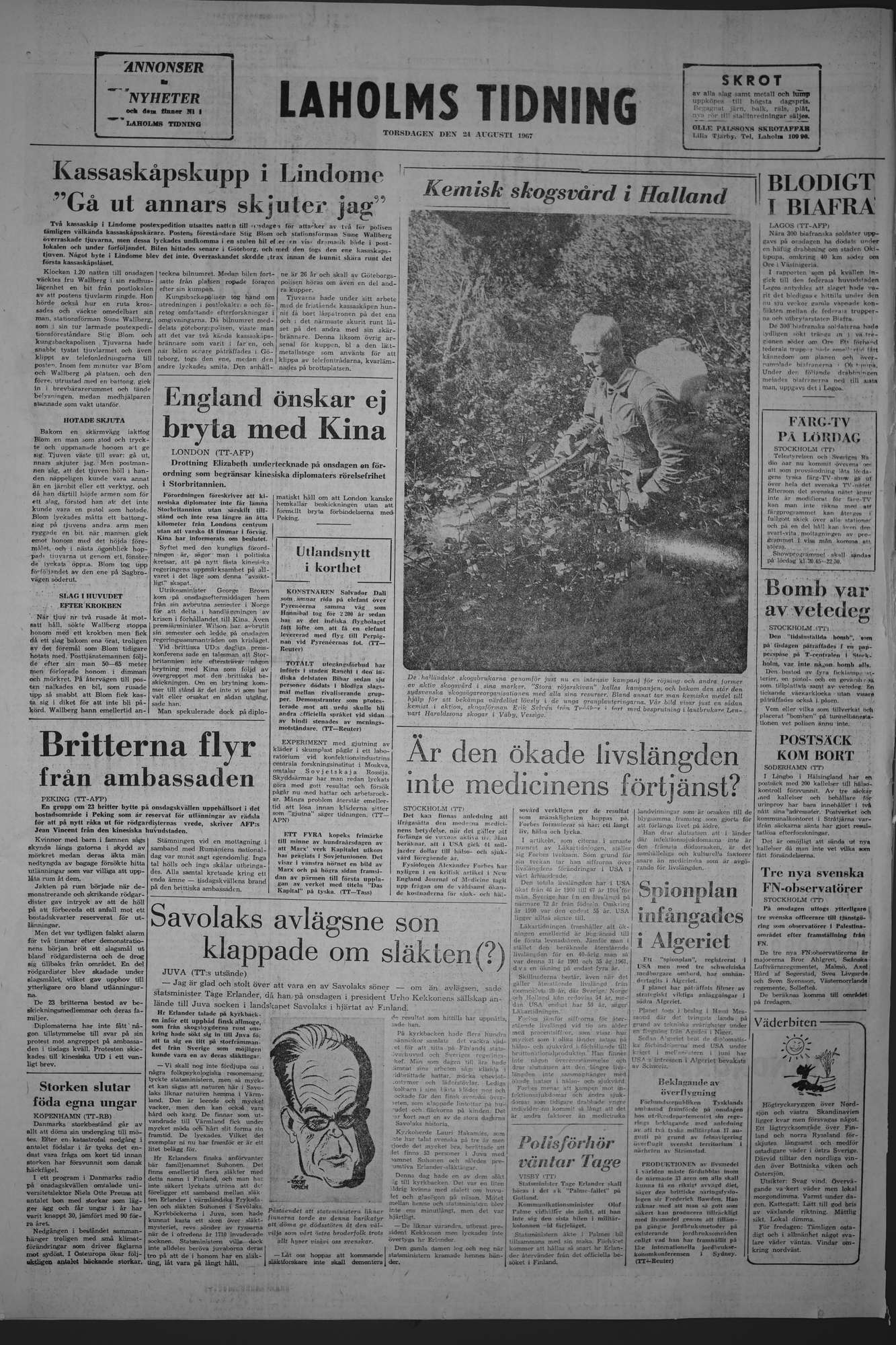 Laholms Tidning Torsdag 24 augusti 1967, sida 8