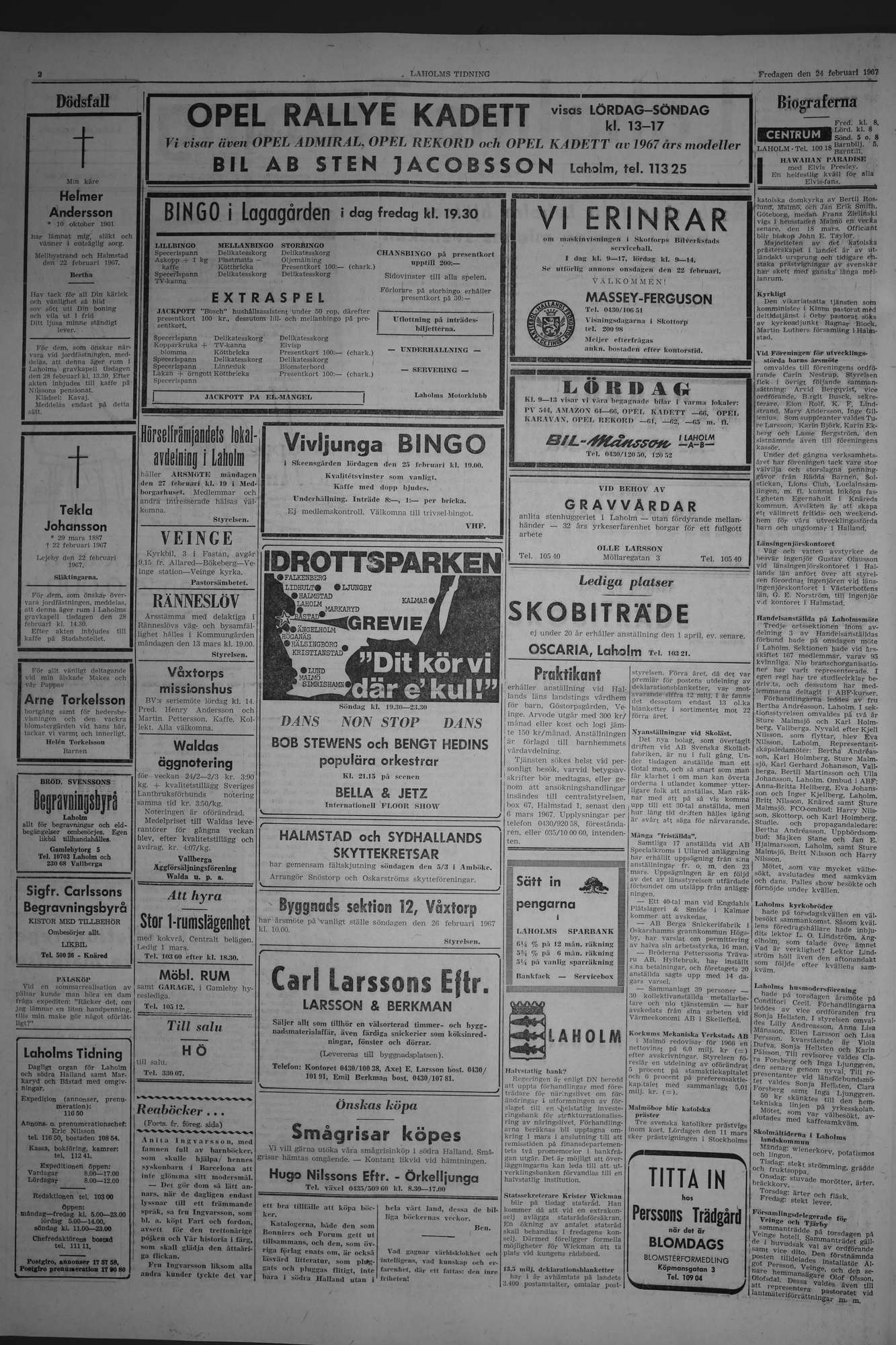 Laholms Tidning Fredag 24 februari 1967, sida 2