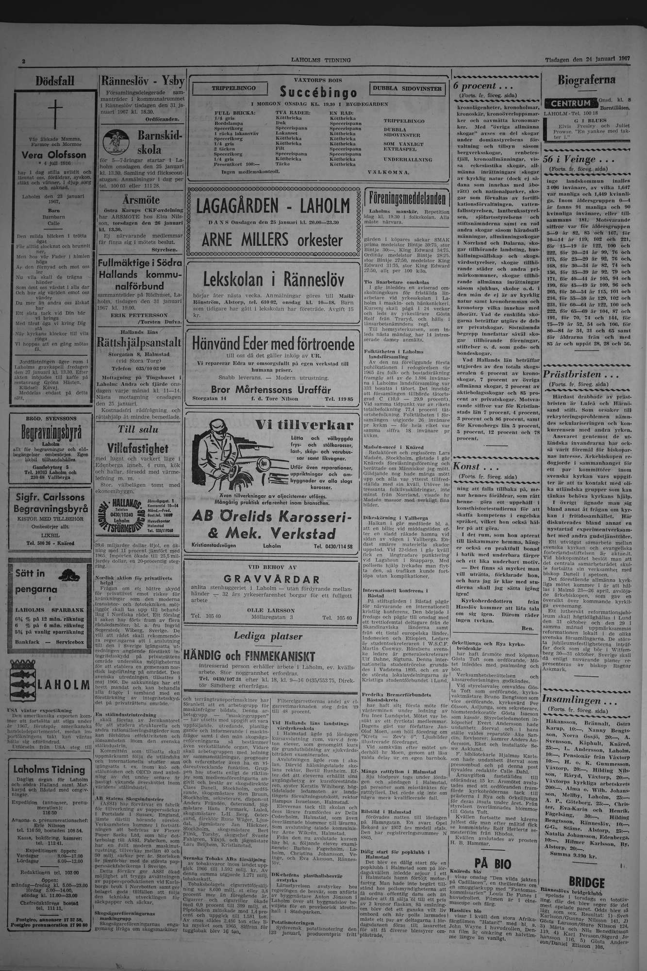 Laholms Tidning Tisdag 24 januari 1967, sida 2
