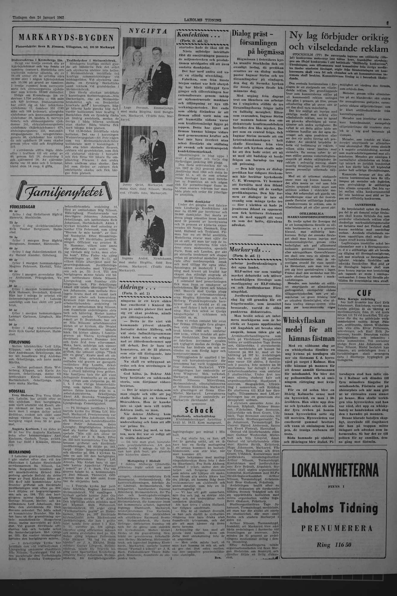 Laholms Tidning Tisdag 24 januari 1967, sida 3