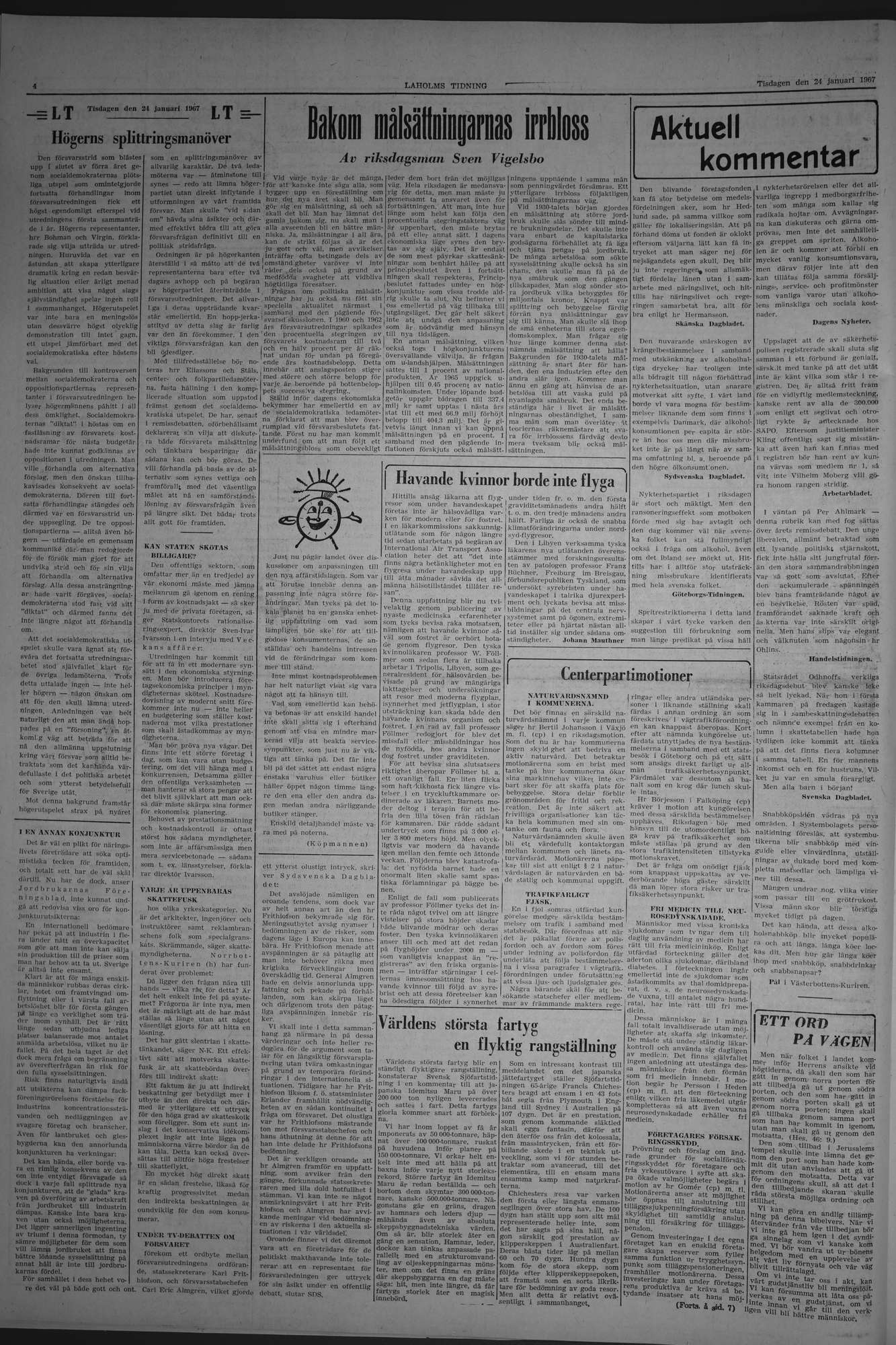 Laholms Tidning Tisdag 24 januari 1967, sida 4