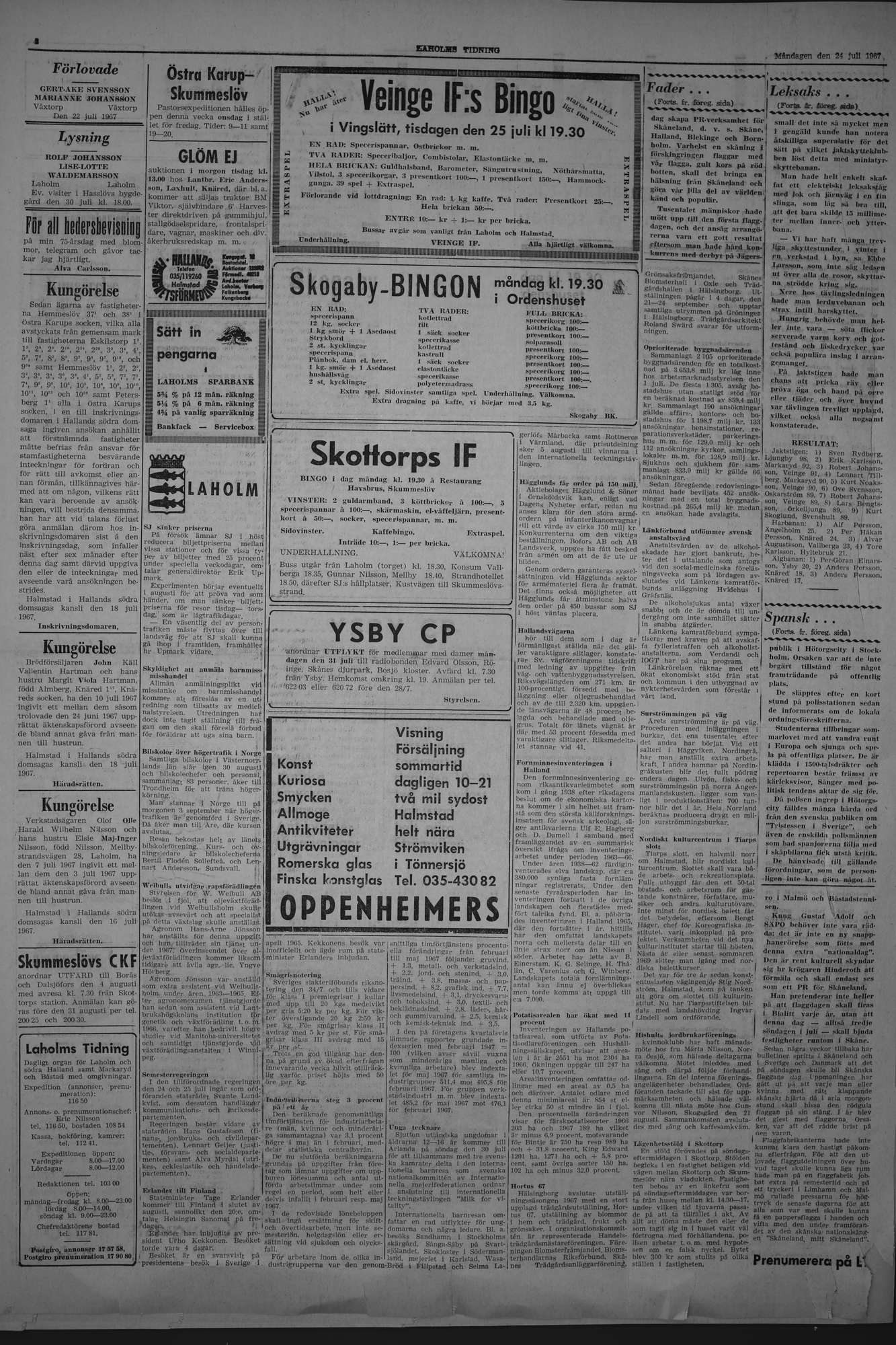 Laholms Tidning Måndag 24 juli 1967, sida 2