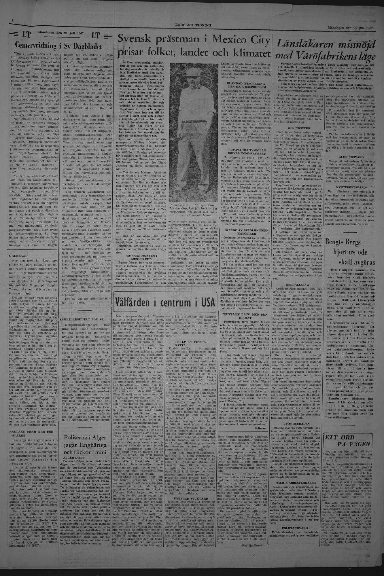 Laholms Tidning Måndag 24 juli 1967, sida 4