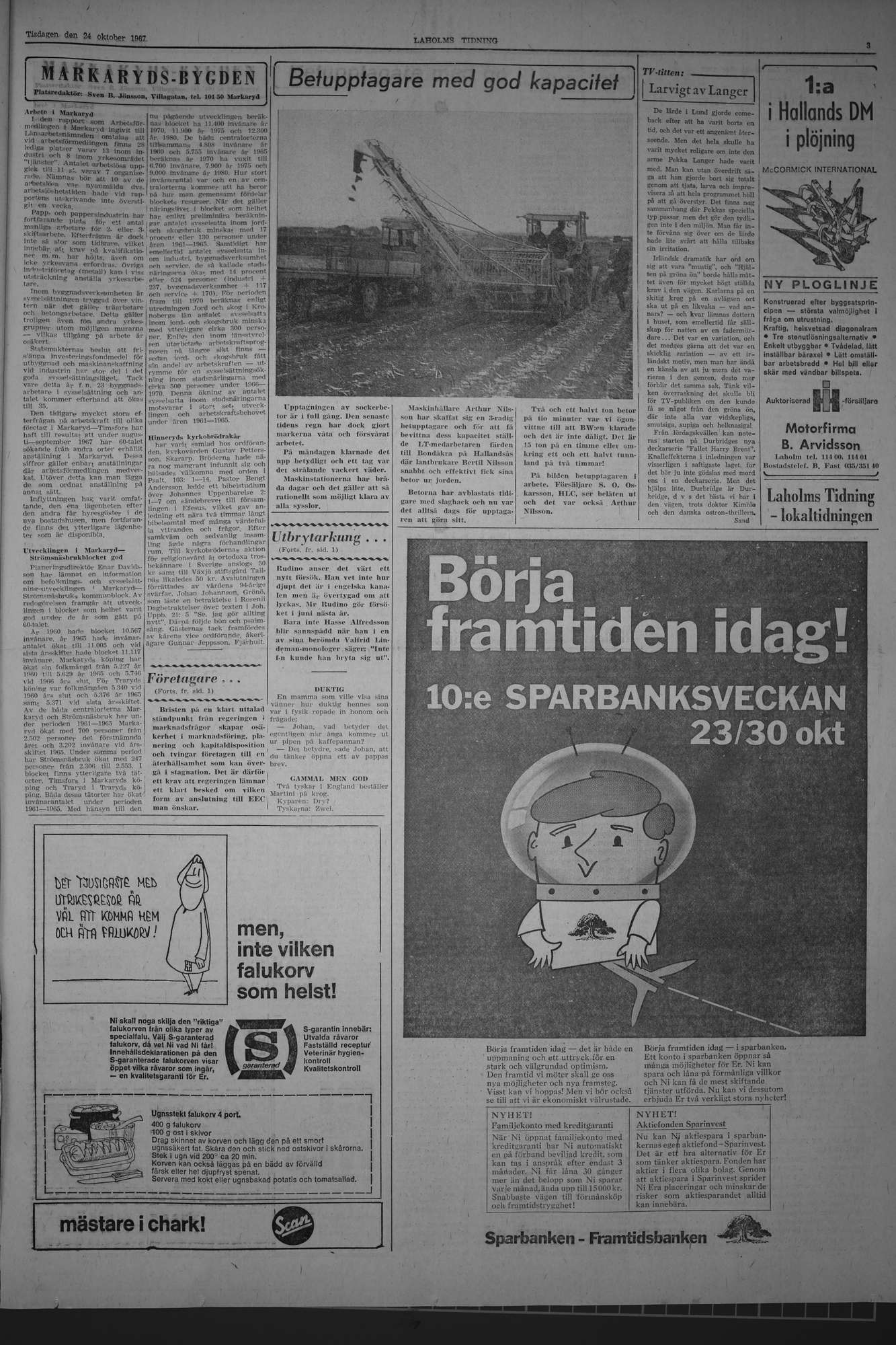 Laholms Tidning Tisdag 24 oktober 1967, sida 3