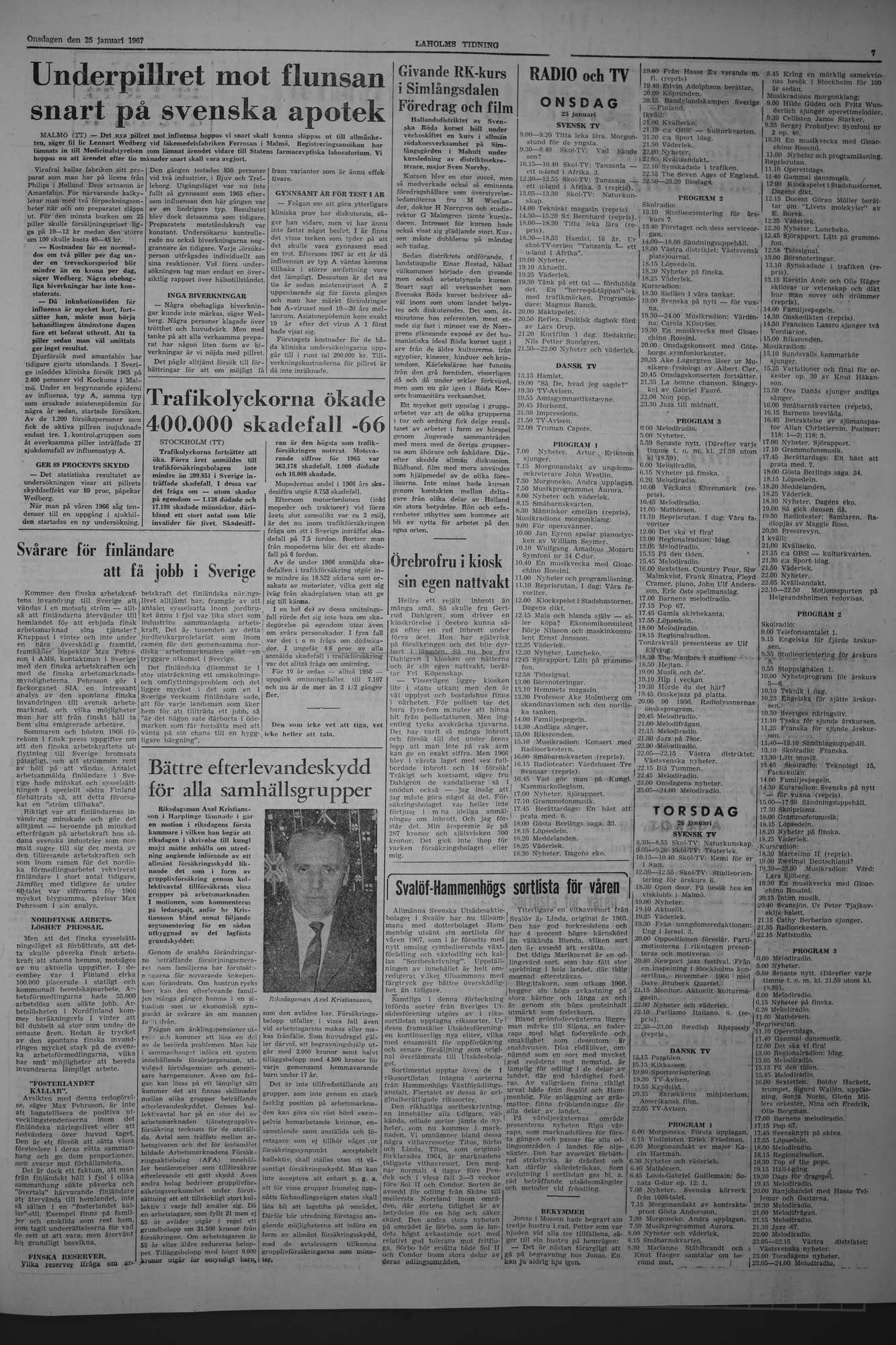 Laholms Tidning Onsdag 25 januari 1967, sida 7