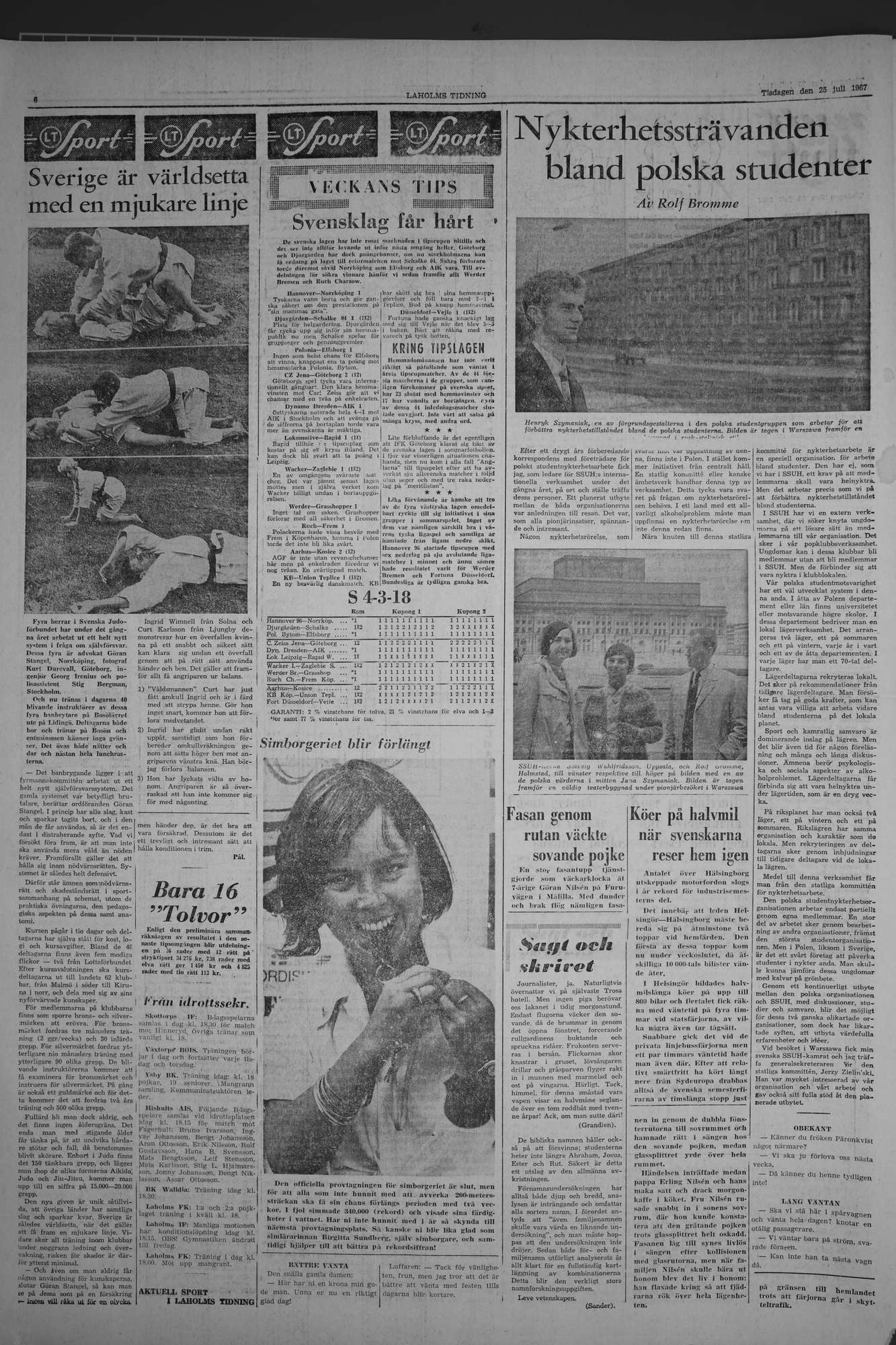 Laholms Tidning Tisdag 25 juli 1967, sida 6
