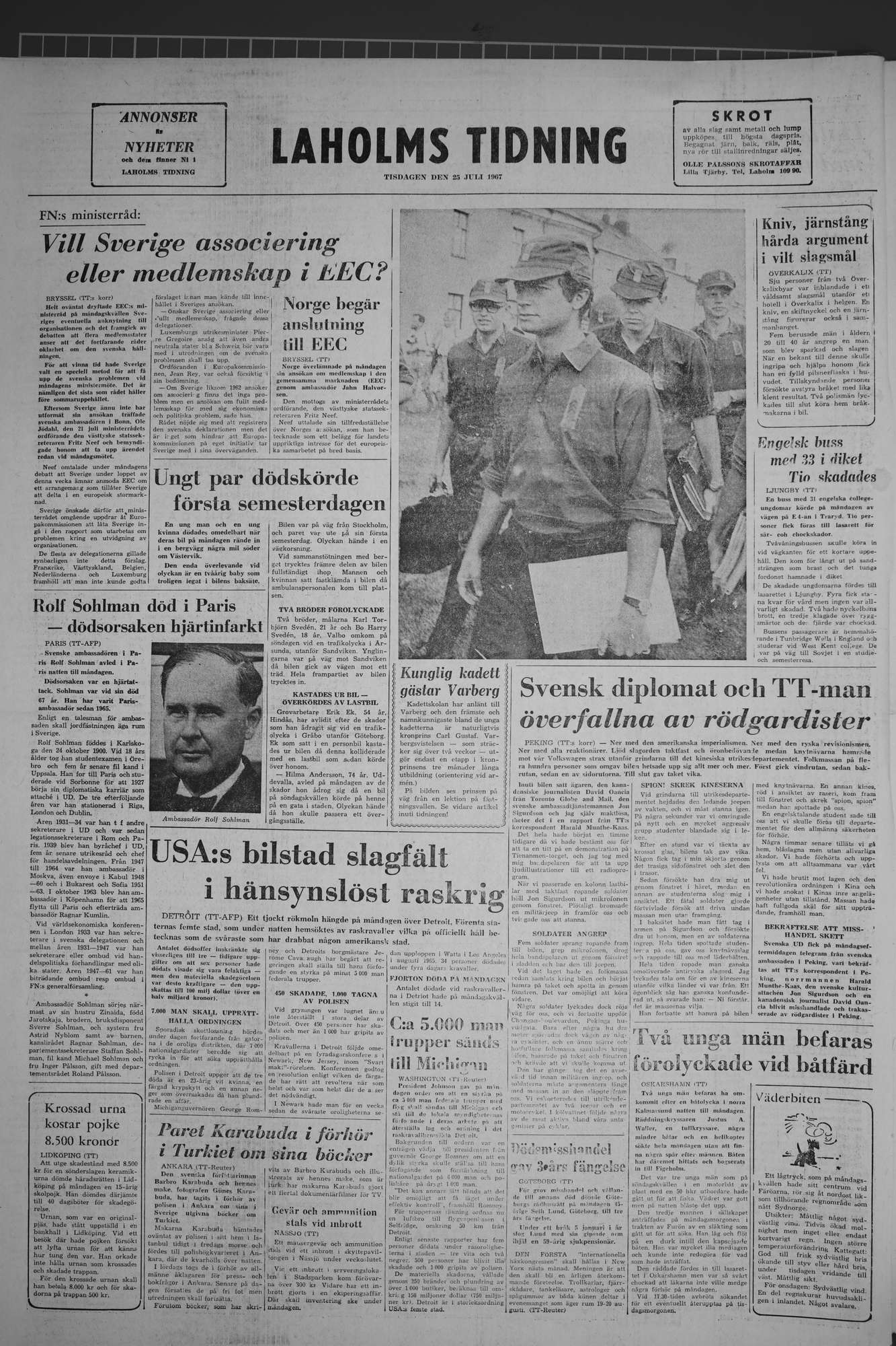 Laholms Tidning Tisdag 25 juli 1967, sida 8