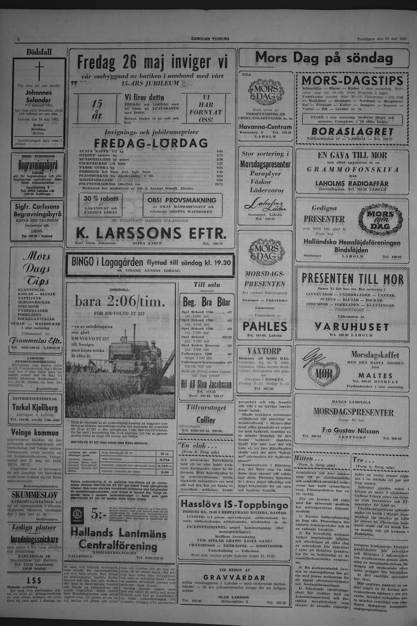 Laholms Tidning Torsdag 25 maj 1967, sida 2