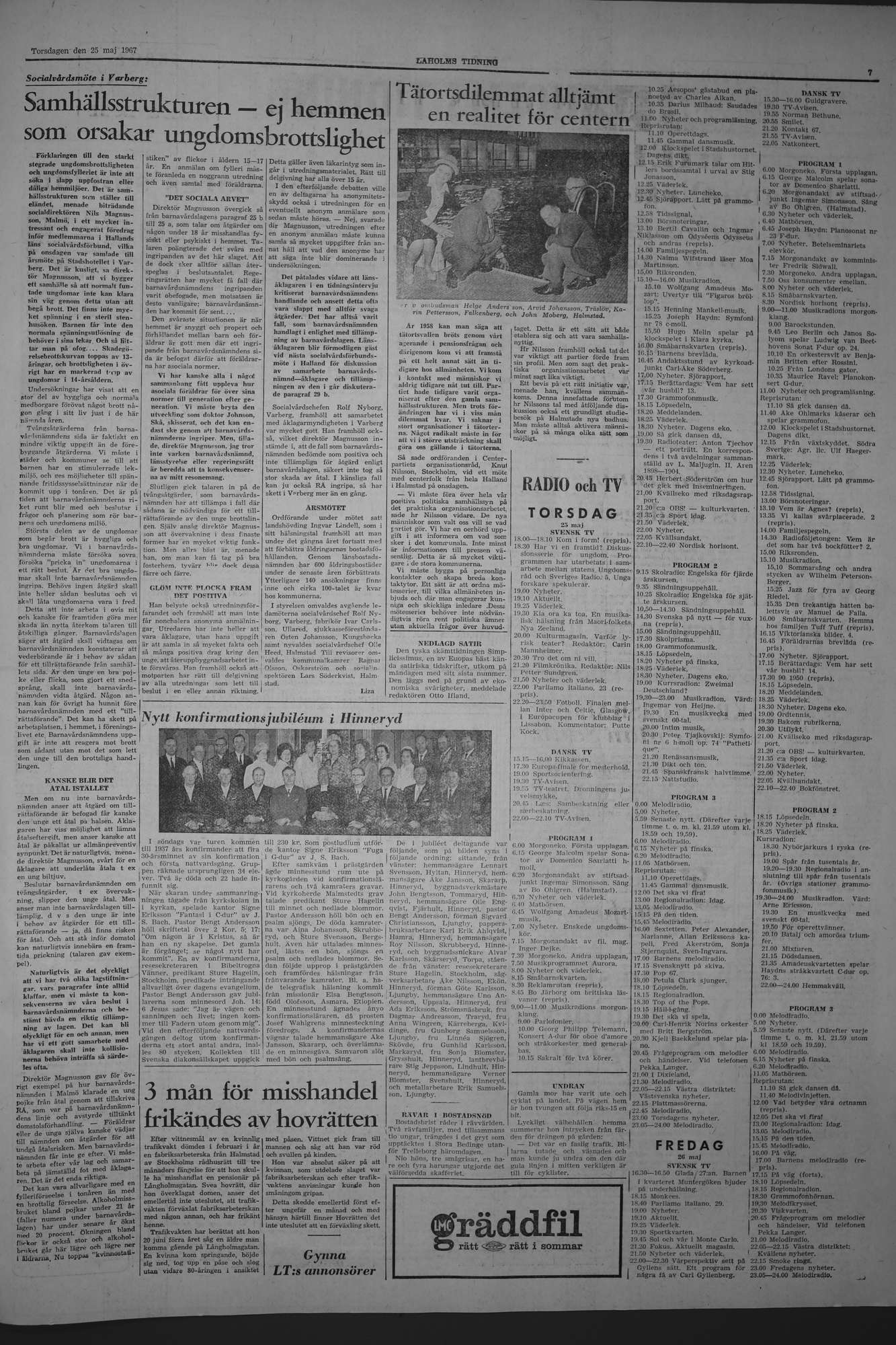 Laholms Tidning Torsdag 25 maj 1967, sida 7