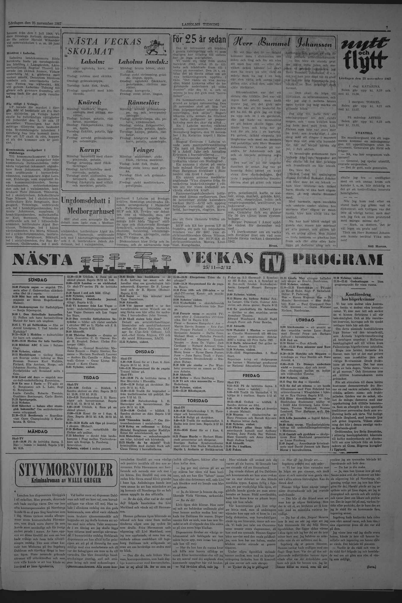 Laholms Tidning Lördag 25 november 1967, sida 7