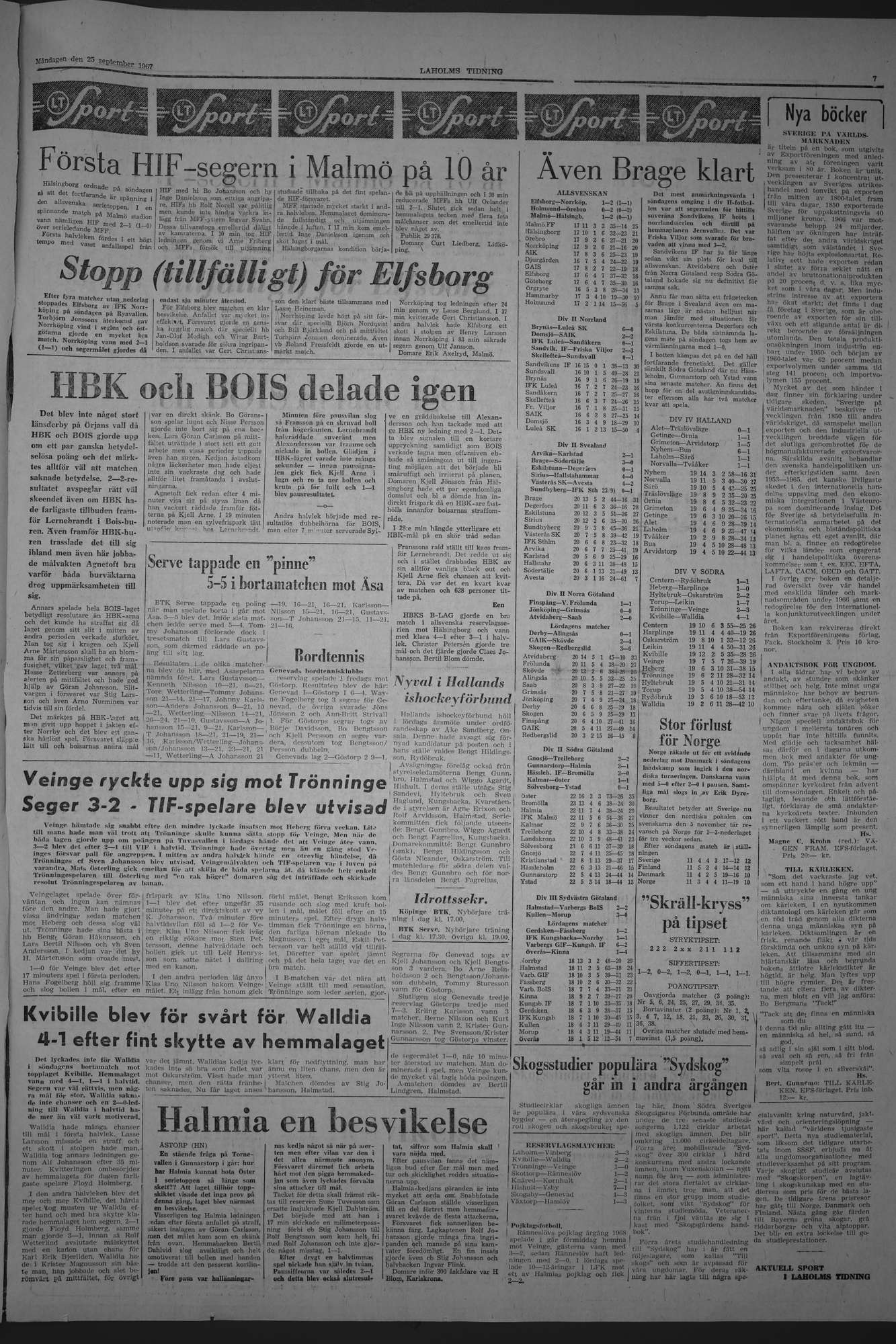 Laholms Tidning Måndag 25 september 1967, sida 7