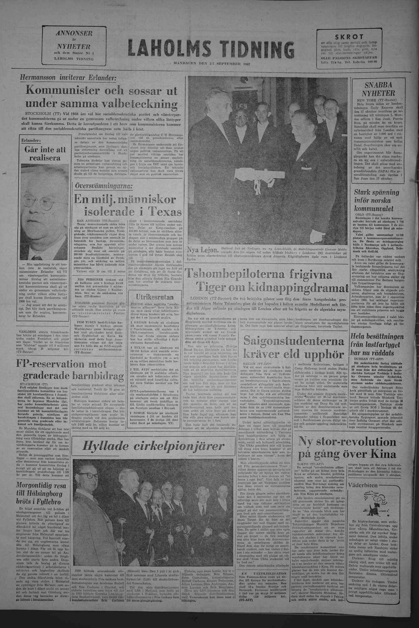 Laholms Tidning Måndag 25 september 1967, sida 8